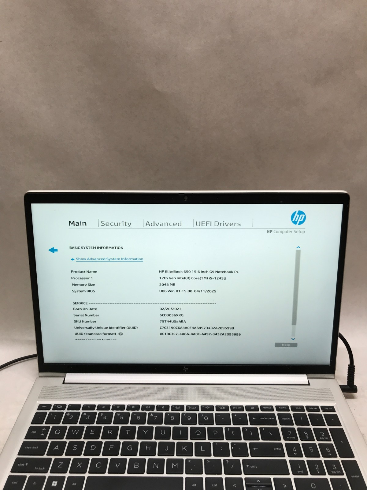 HP EliteBook 650 G9 15″ Intel Core i5-1245U NO RAM NO SSD/OS For Parts READ – DW