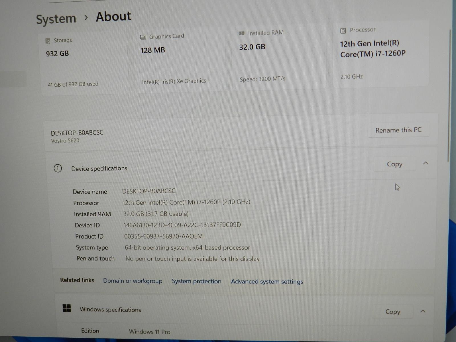 DELL VOSTRO 5620 | i7-1260P | 1TB SSD | 32GB RAM | 16″ FHD+ | A+ | WIN 11 PRO