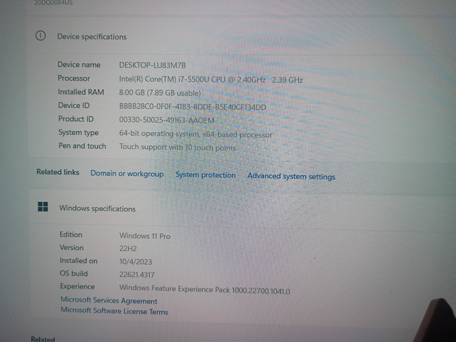 Lenovo Yoga 15 15.6″ Laptop Core i7-5500U 2.40GHz 8GB RAM 256GB SSD W11P TOUCH