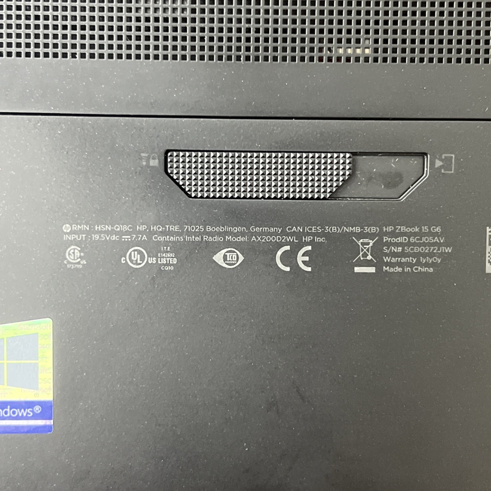 HP ZBook 15 G6 i7-9850H 2.6GHz 16gb Ram Quadro T1000- Fair *No SSD/OS, 70% Batt*