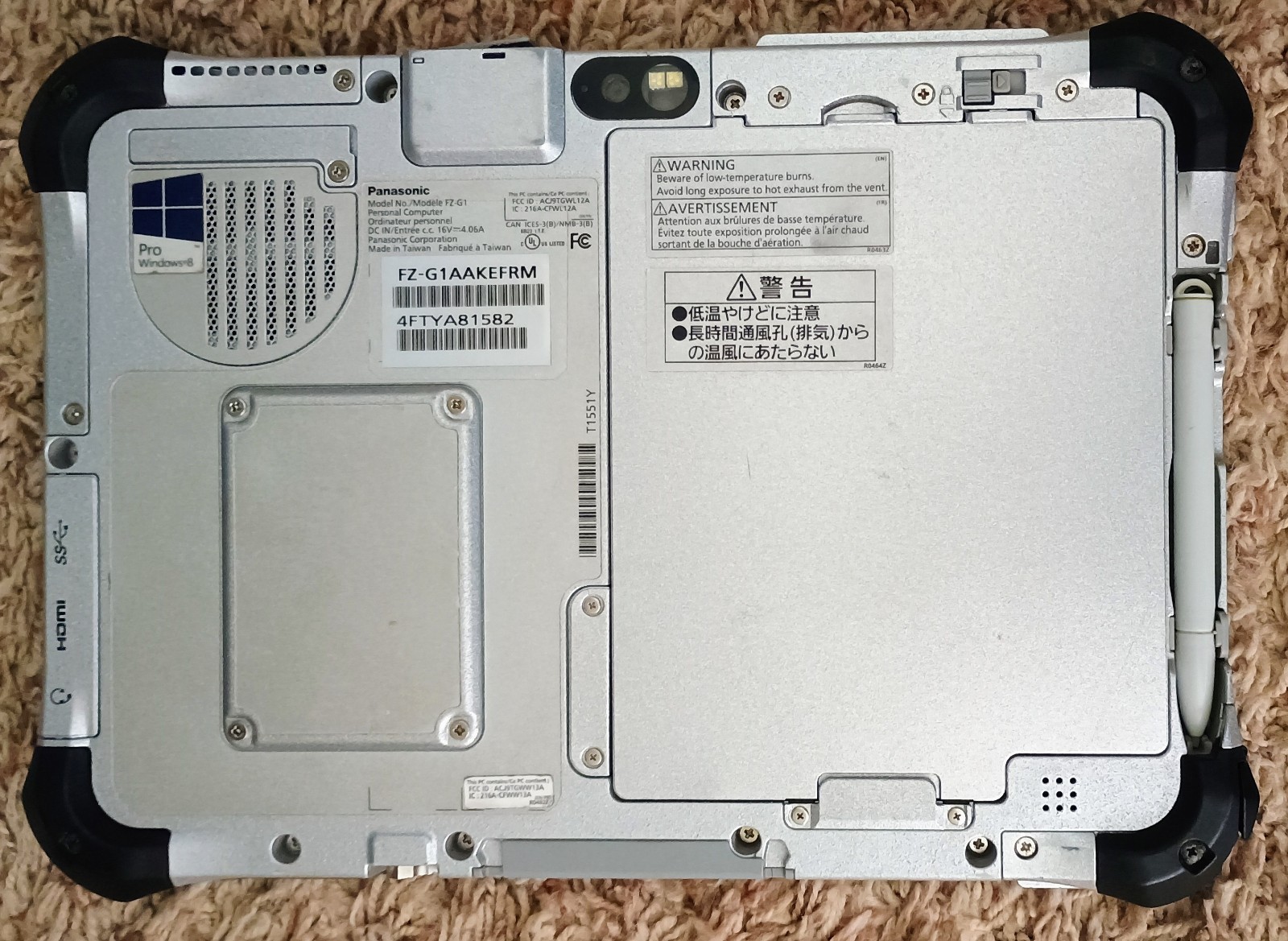 Panasonic Toughpad FZ-G1 i5-3437U 1.9GHz 8GB 256GB Windows 10
