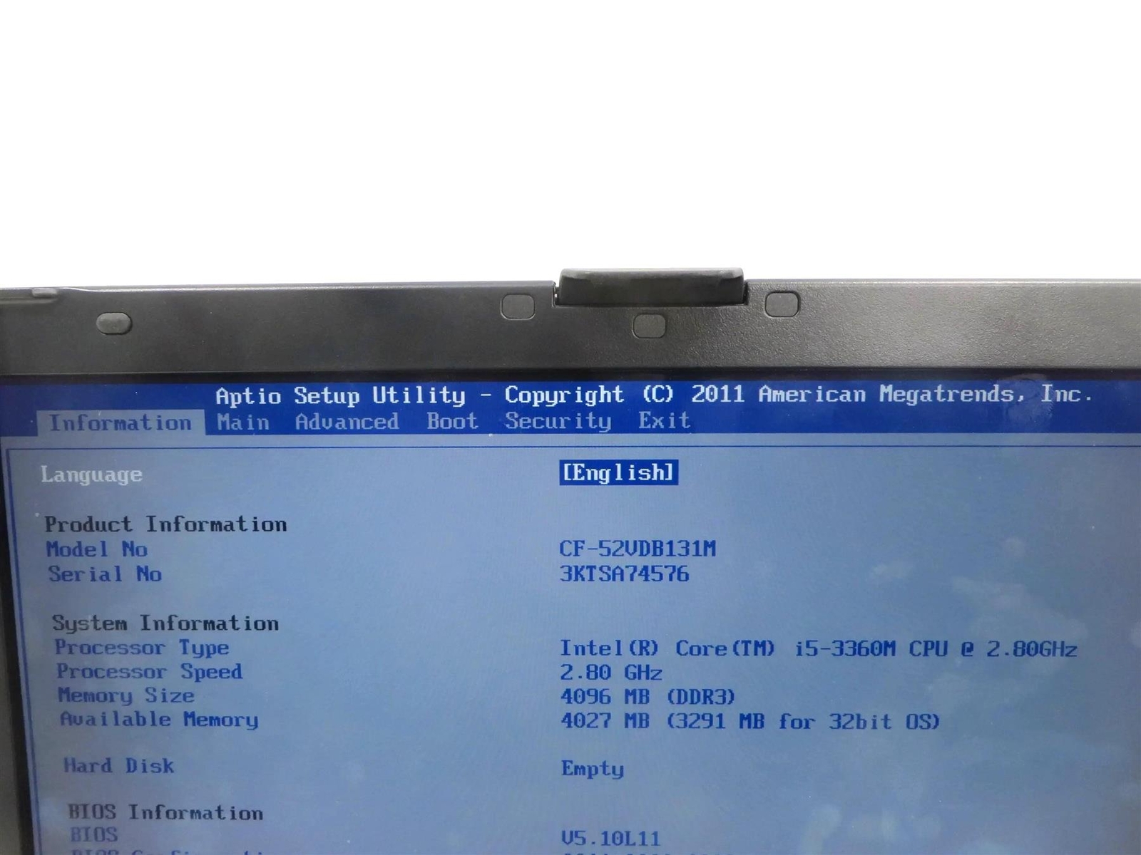 Panasonic Toughbook CF-52 Core i5-3360M 2.80GHz 4GB (No HHD) – MK5