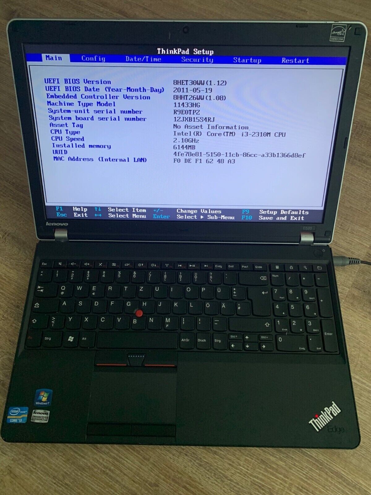 Lenovo ThinkPad E520 15.6″ i3-2310M 2.1 GHz 6 GB DDR3L 1600 MHz No HDD Red