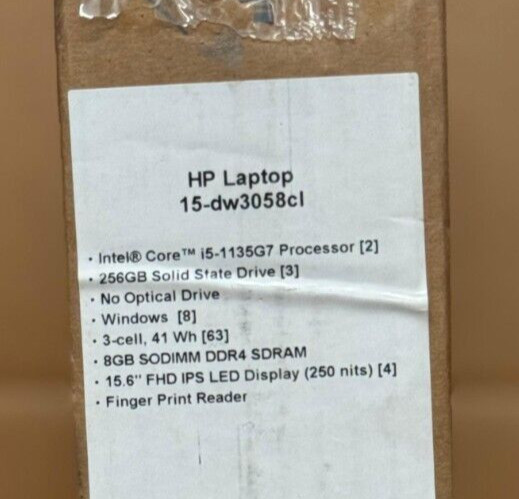 New HP Laptop 15.6″ FHD IPS LED Intel i5-1135G7 8GB DDR4 256GB SSD Finger Print