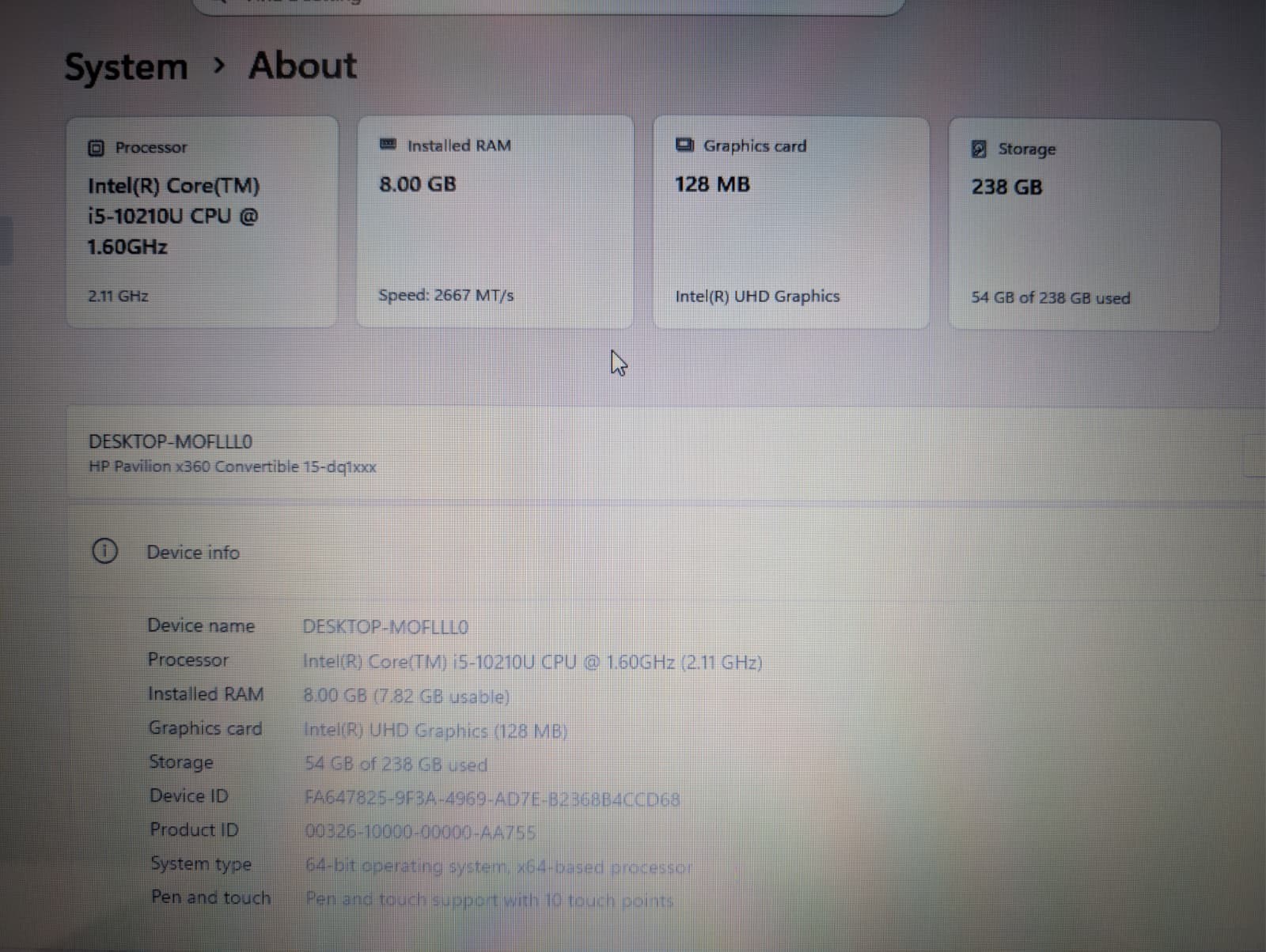 HP Pavilion X360 15-dq1 TouchScreen | i5 10th Gen 8GB RAM 256GB SSD | Win 11