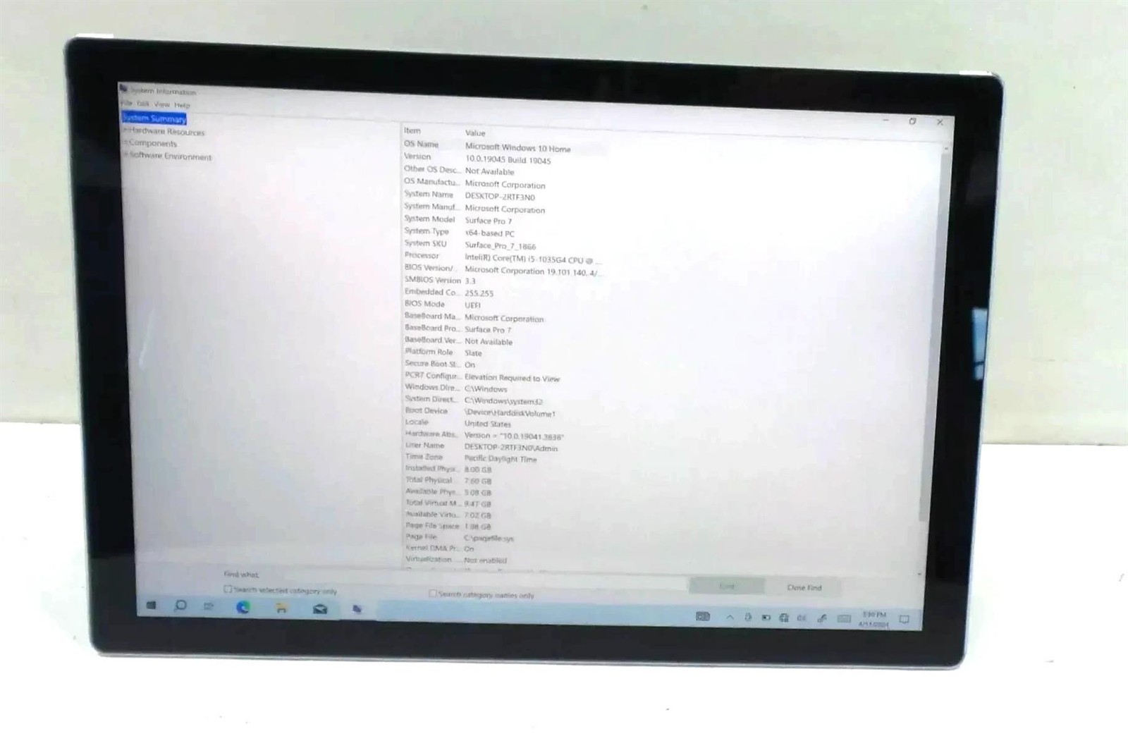 Microsoft Surface Pro 7 1866 Core i5-1035G4 1.10GHz 8GB 128GB – Bad Digitizer