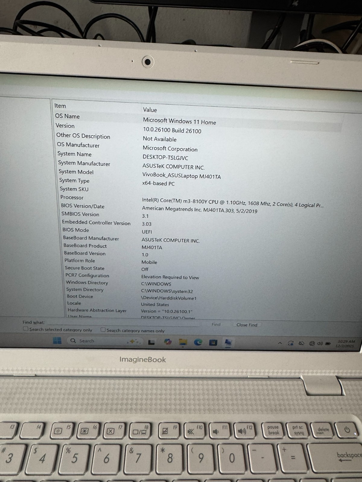 ASUS ImagineBook 14 MJ401TA m3-8100Y 4GB 120GB SSD Win11 Home