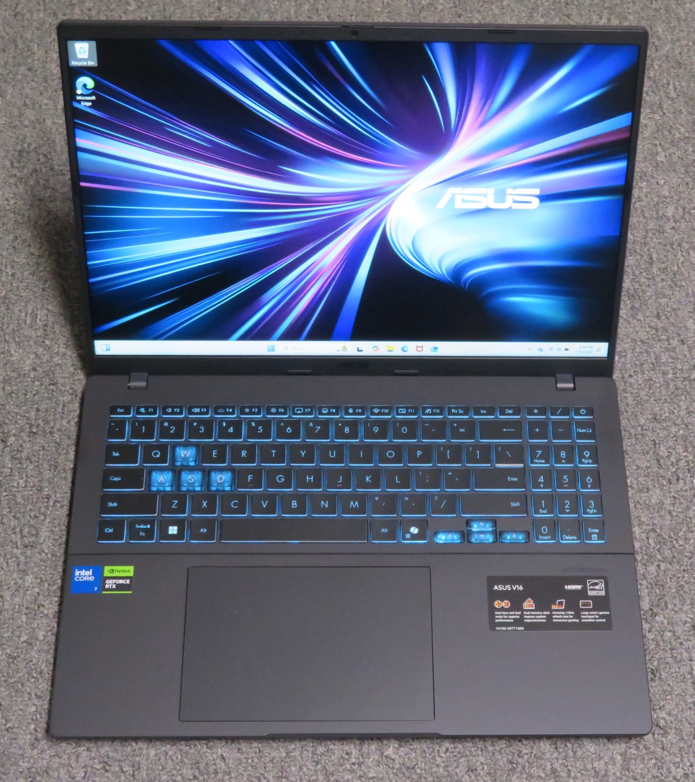 Asus Vivobook 16 V3607VJ-DS76 16″144Hz Intel Core 7 240H 16GB 512GB RTX 4050 NEW