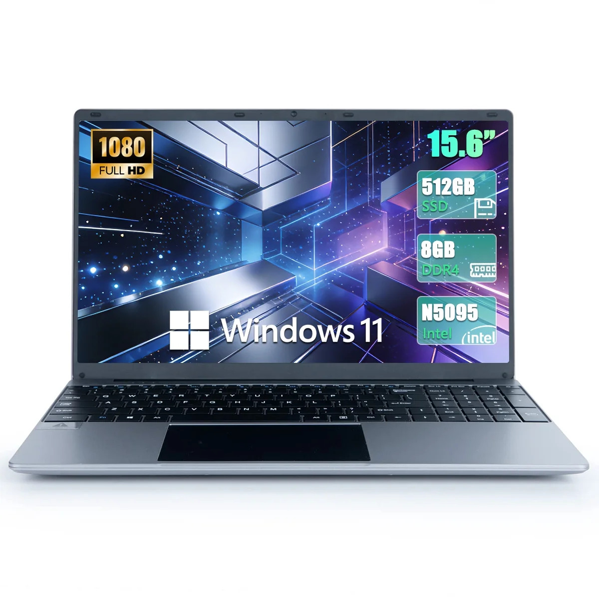 15.6″ FHD Laptop Computer Intel Celeron N5095 8GB RAM 512GB SSD,Netbook