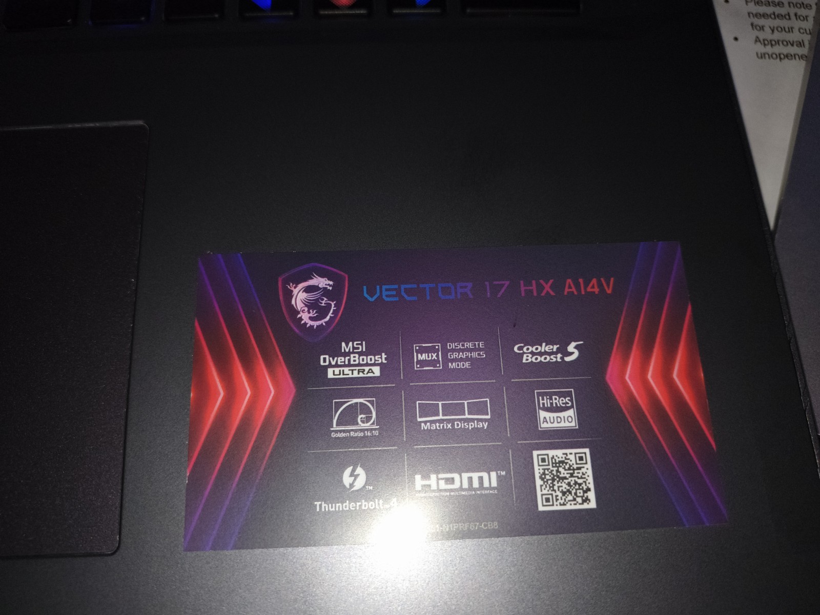 MSI VECTOR 1U HX