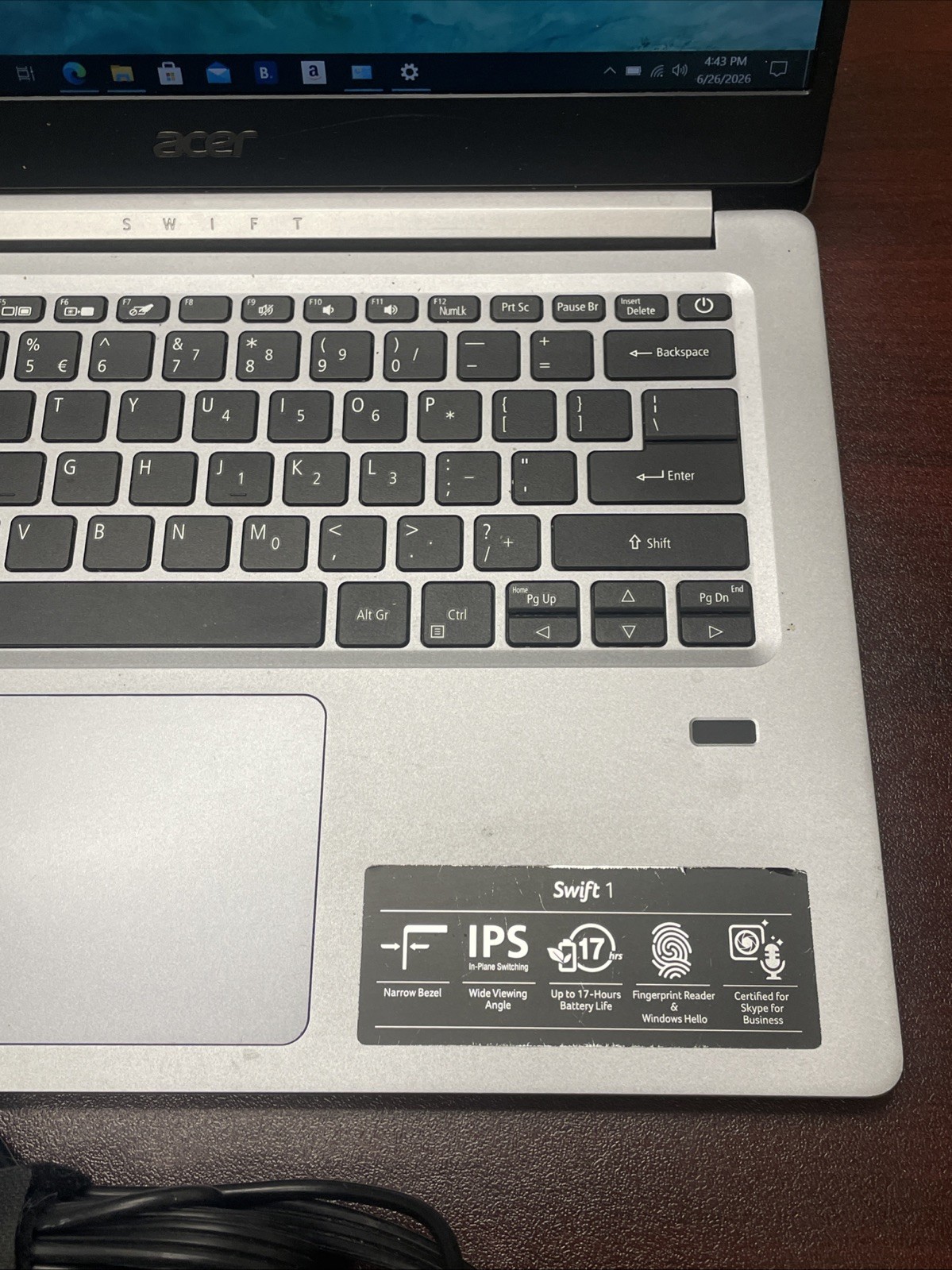 Acer Swift 1 14” FHD IPS N5000 4GB 64GB eMMC Win10 OEM Charger Tested