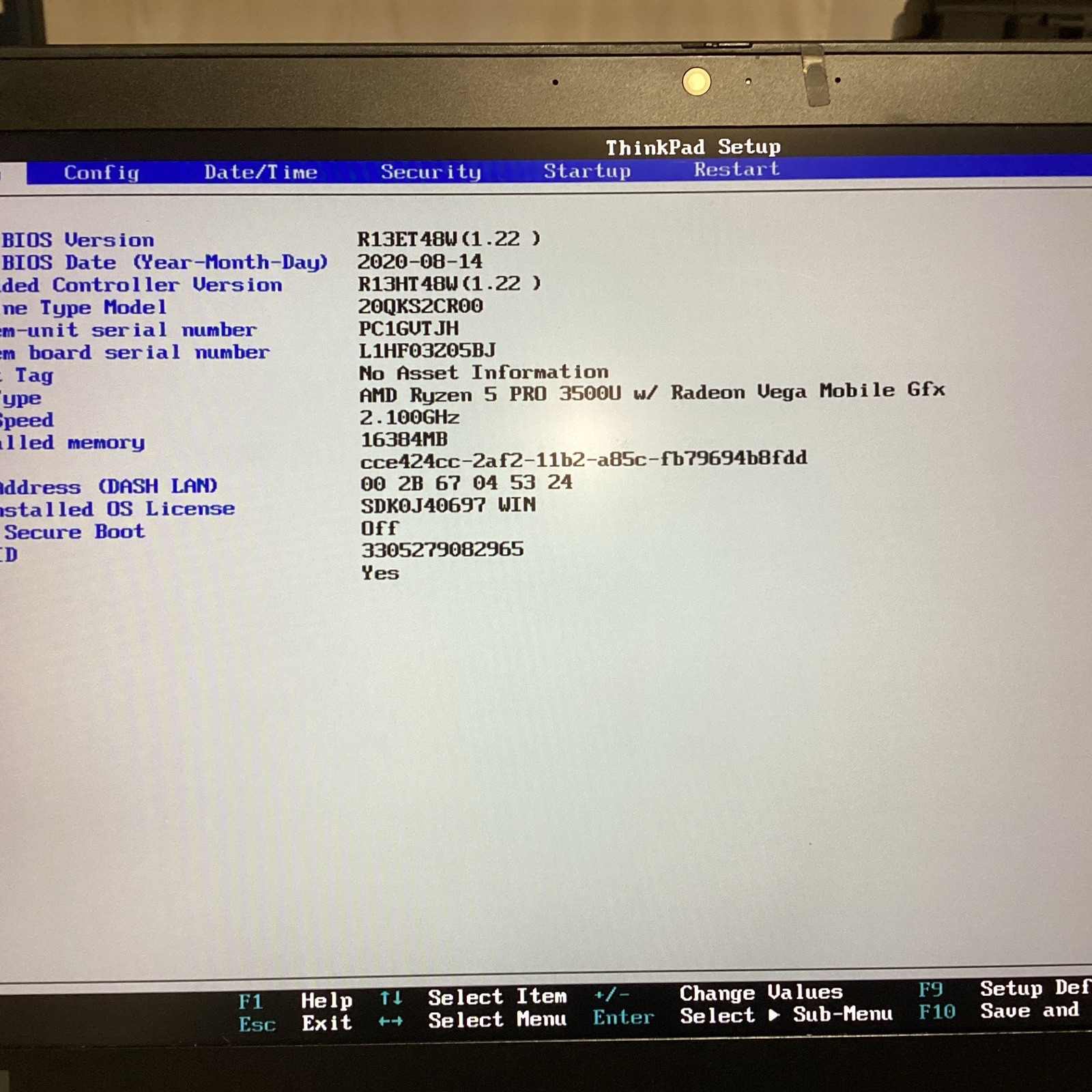 Lenovo ThinkPad T495s 14″ 16GB 256GB Ryzen 5 Pro 3500U 2.1GHz NO OS/Chrgr