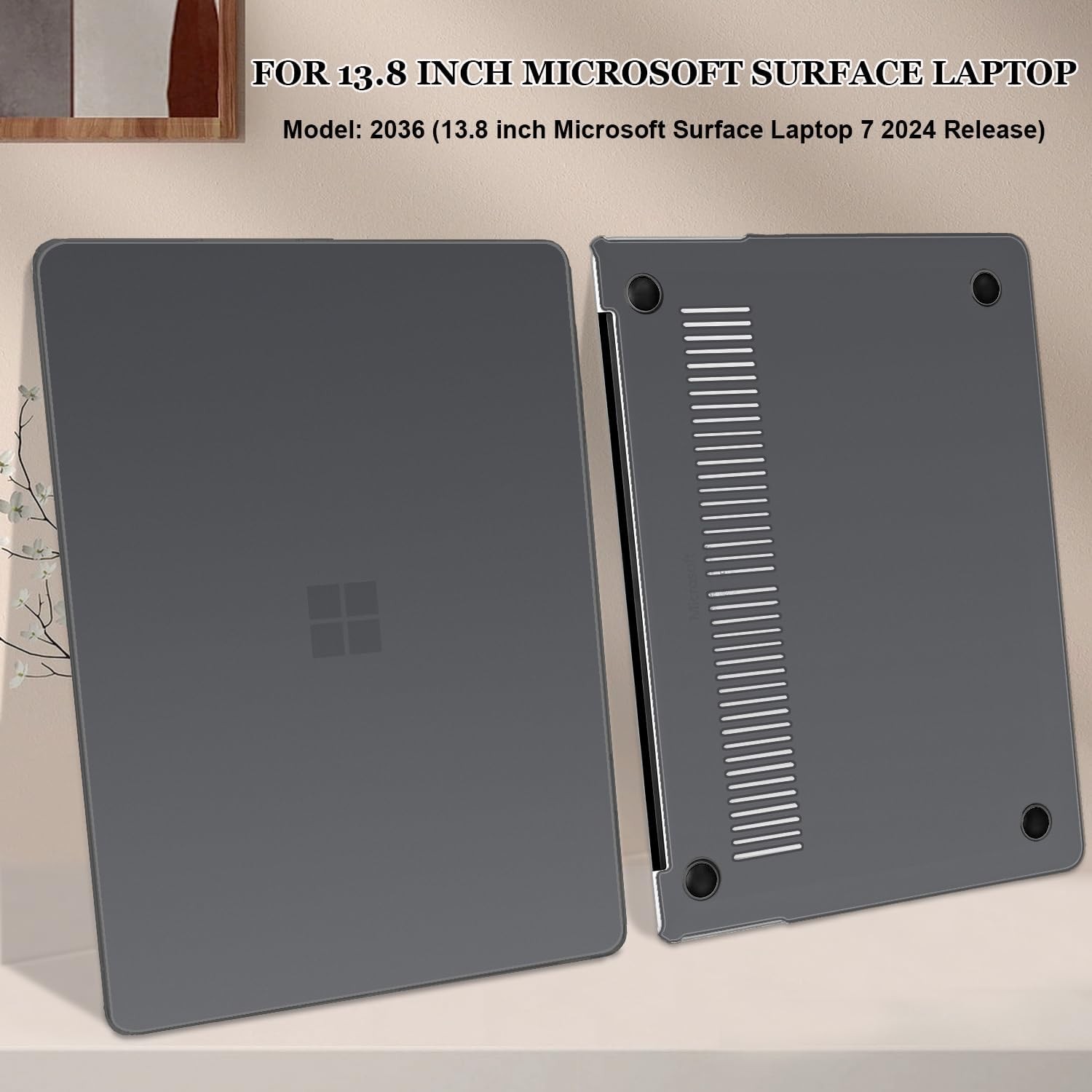 Case for Microsoft Surface Laptop 13.8-inch Touchscreen 2024, Matte Black Cover