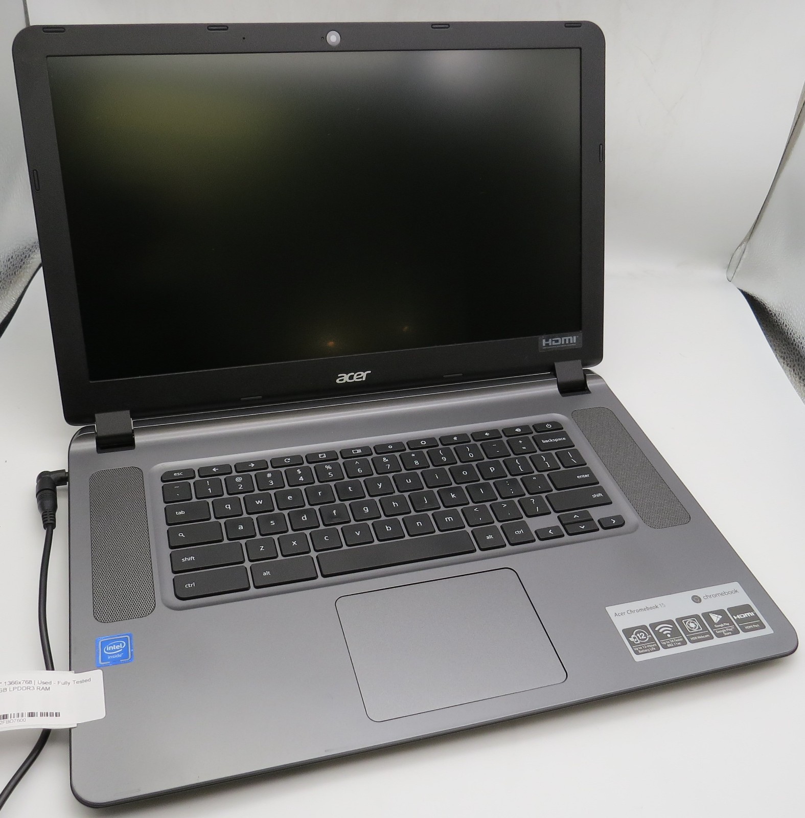 Acer Chromebook 15-15.6″- Celeron-N3060@1.6GHz-2GB RAM-16GB internal-NO OS- READ