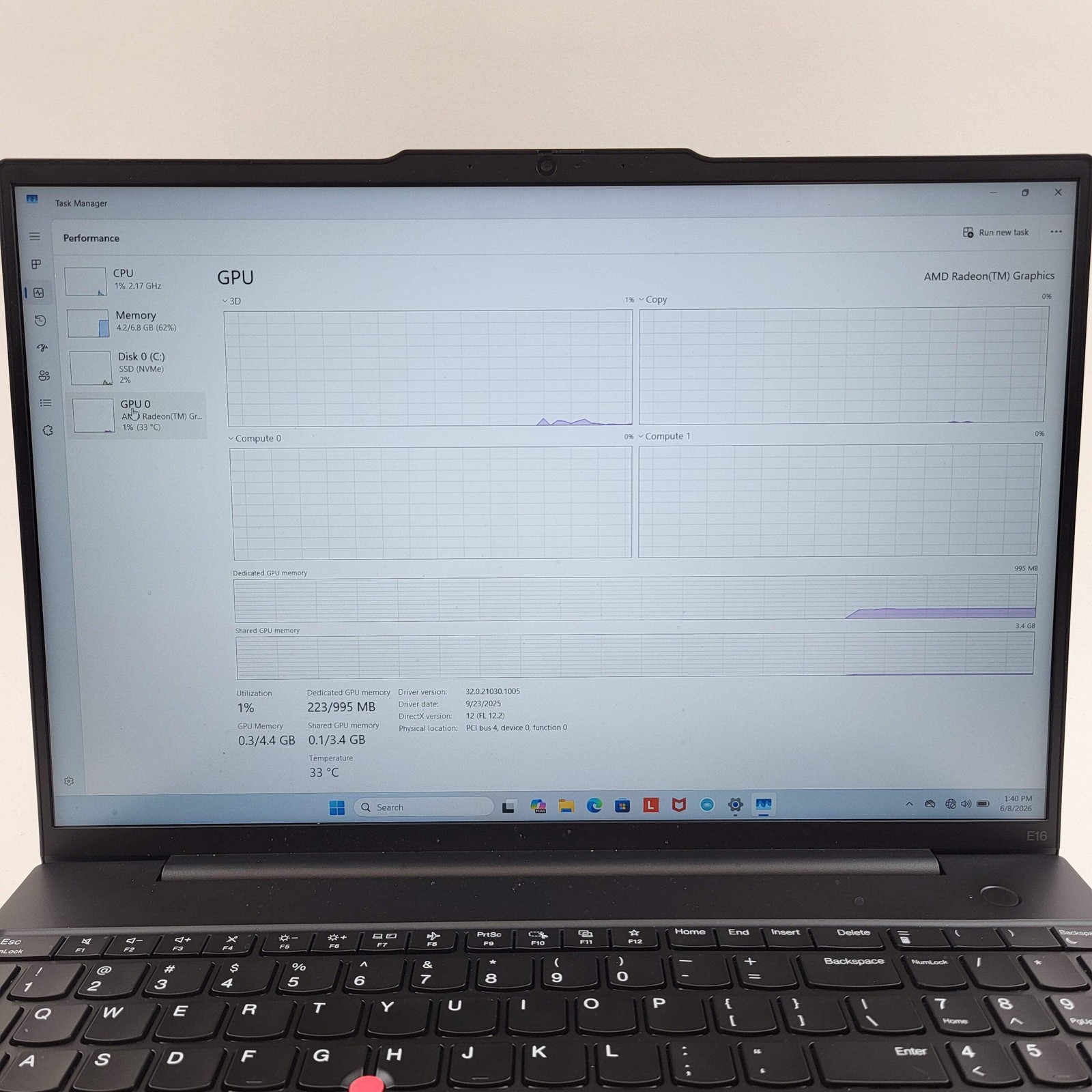 Lenovo ThinkPad E16 Gen 2 21M5000HUS 16″ Ryzen 5 7535U 2.9GHz 8GB RAM 256GB SSD