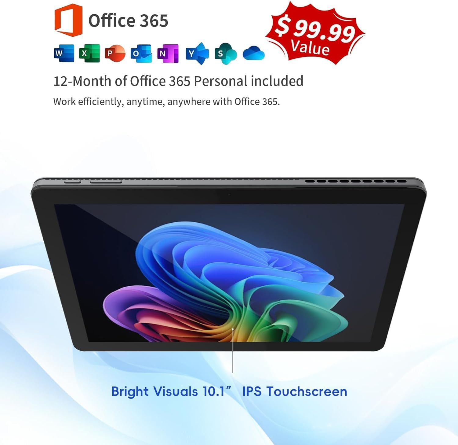 2-In-1 Laptop/Tablet (2026), Windows 11 PC with Magnetic Keyboard, 1-Year Office