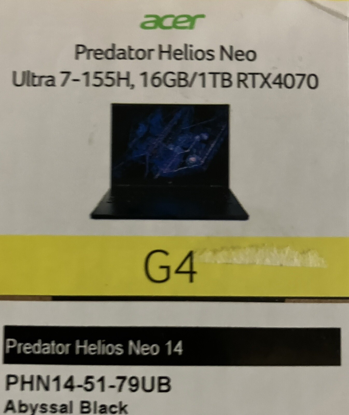 Acer Predator Helios Neo 14 14”, RTX 4070, Intel Core Ultra 7- 16 GB Ram, 1TBSSD