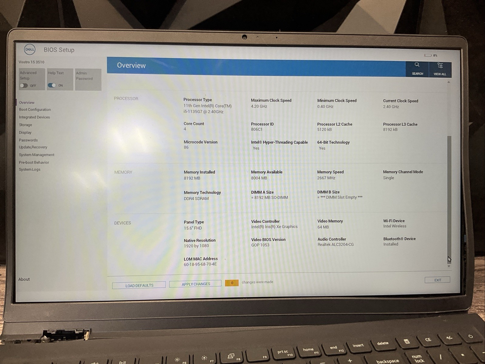 Dell Vostro 15 3510 / Intel Core i5 11th Gen / BIOS Unlocked / Parts Repair / O5