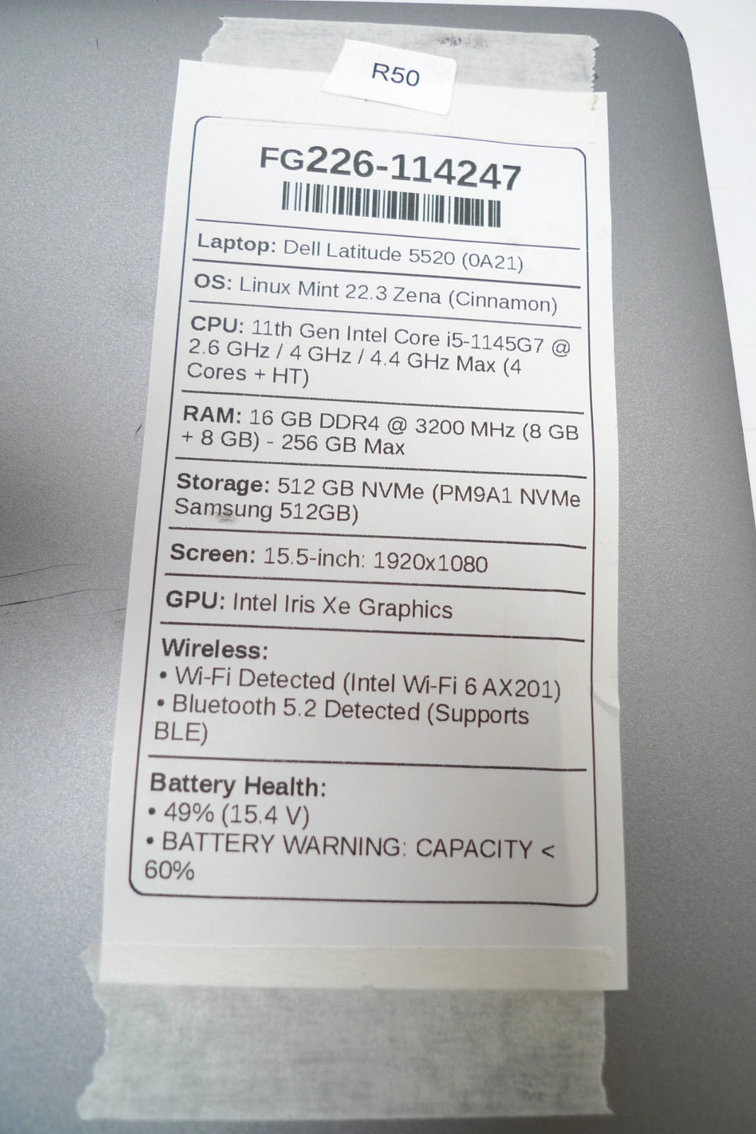 Dell Latitude 5520 | i5-1145G7 | 16GB RAM | 512GB NVMe | Linux | Charger | Read