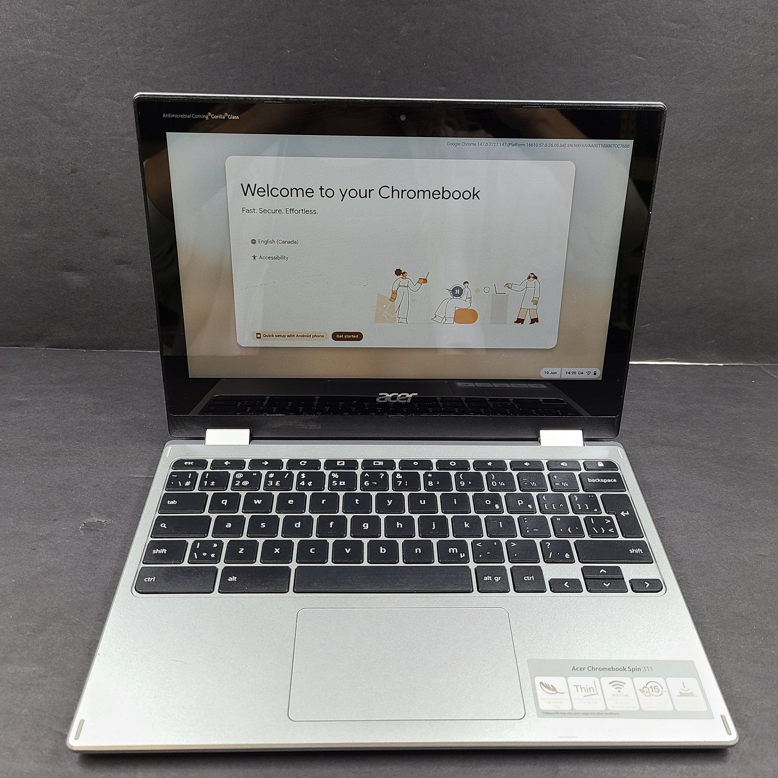 Acer Chromebook Spin 311 11.6″ MediaTek Kompanio 500 @ 2.00 GHz 4GB RAM