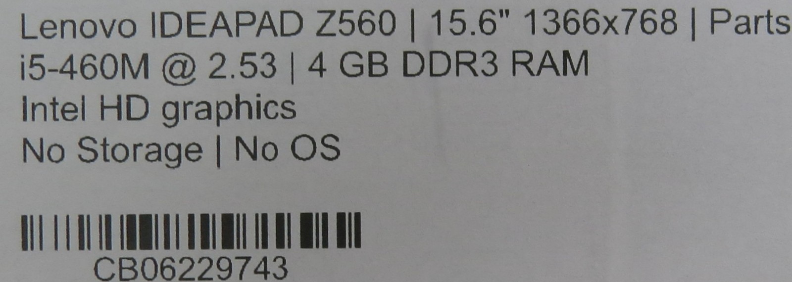 Lenovo IdeaPad Z560 _ i5-460M _ 4GB RAM _ No SSD / OS *PARTS