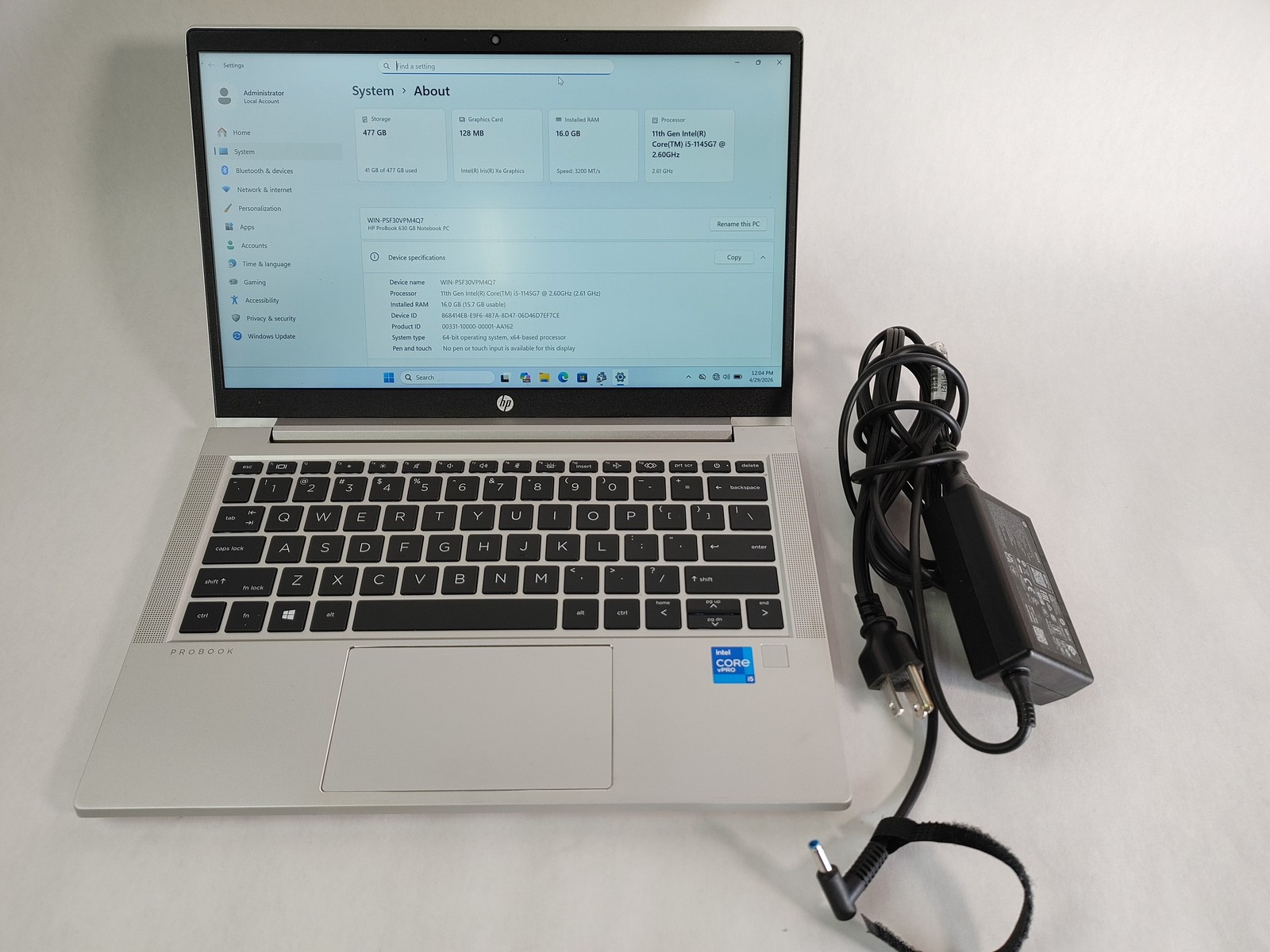 HP ProBook 630 G8 Core i5-1145G7 2.60 GHz 16 GB DDR4 512 GB NVMe Windows 11 Pro