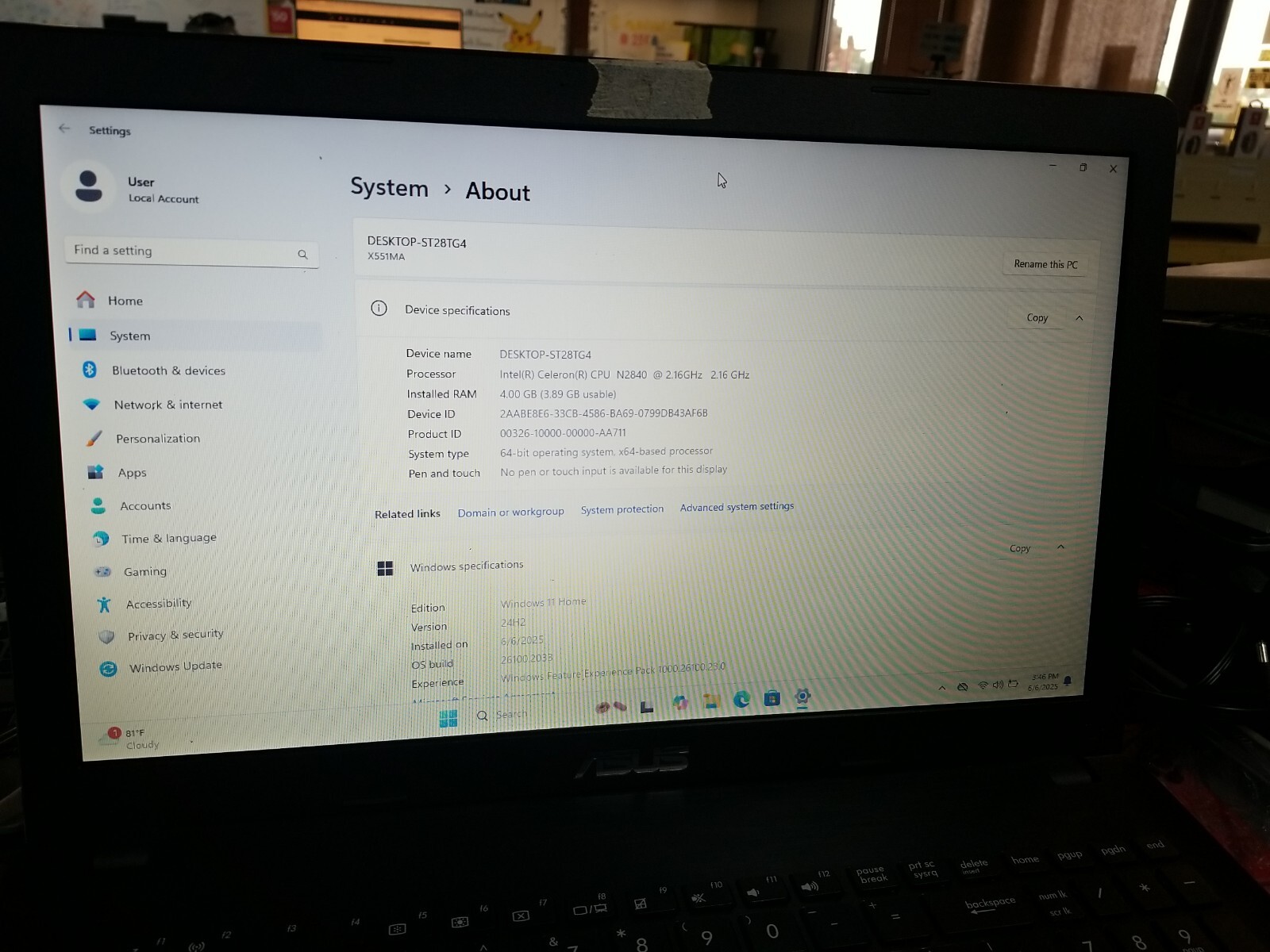 Asus Notebook PC Laptop Ar5b125 Black X551m Sonic Master. Read Description