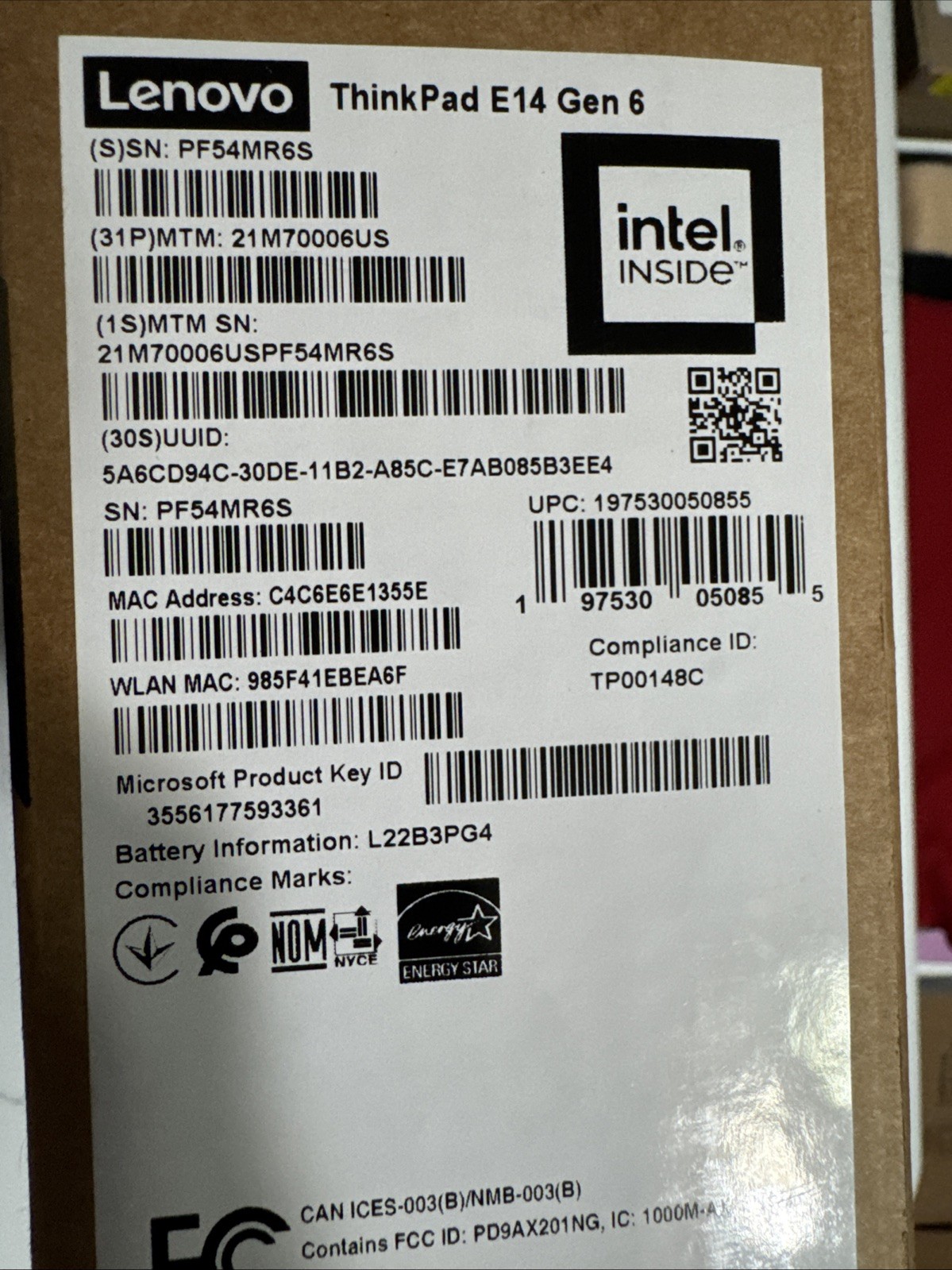 Lenovo ThinkPad E14 Gen 6 14″ Ultra 5 125U 16GB DDR5 256GB SSD Windows 11