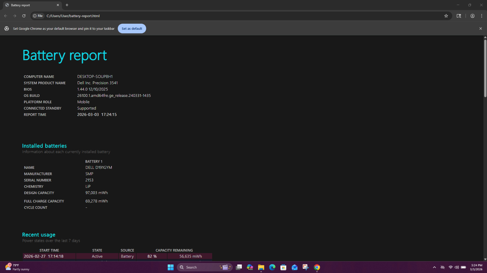 Dell Precision 3541 Mobile Workstation Intel(R) Core(TM)i7-9850H CPU @2.6 GHz 41