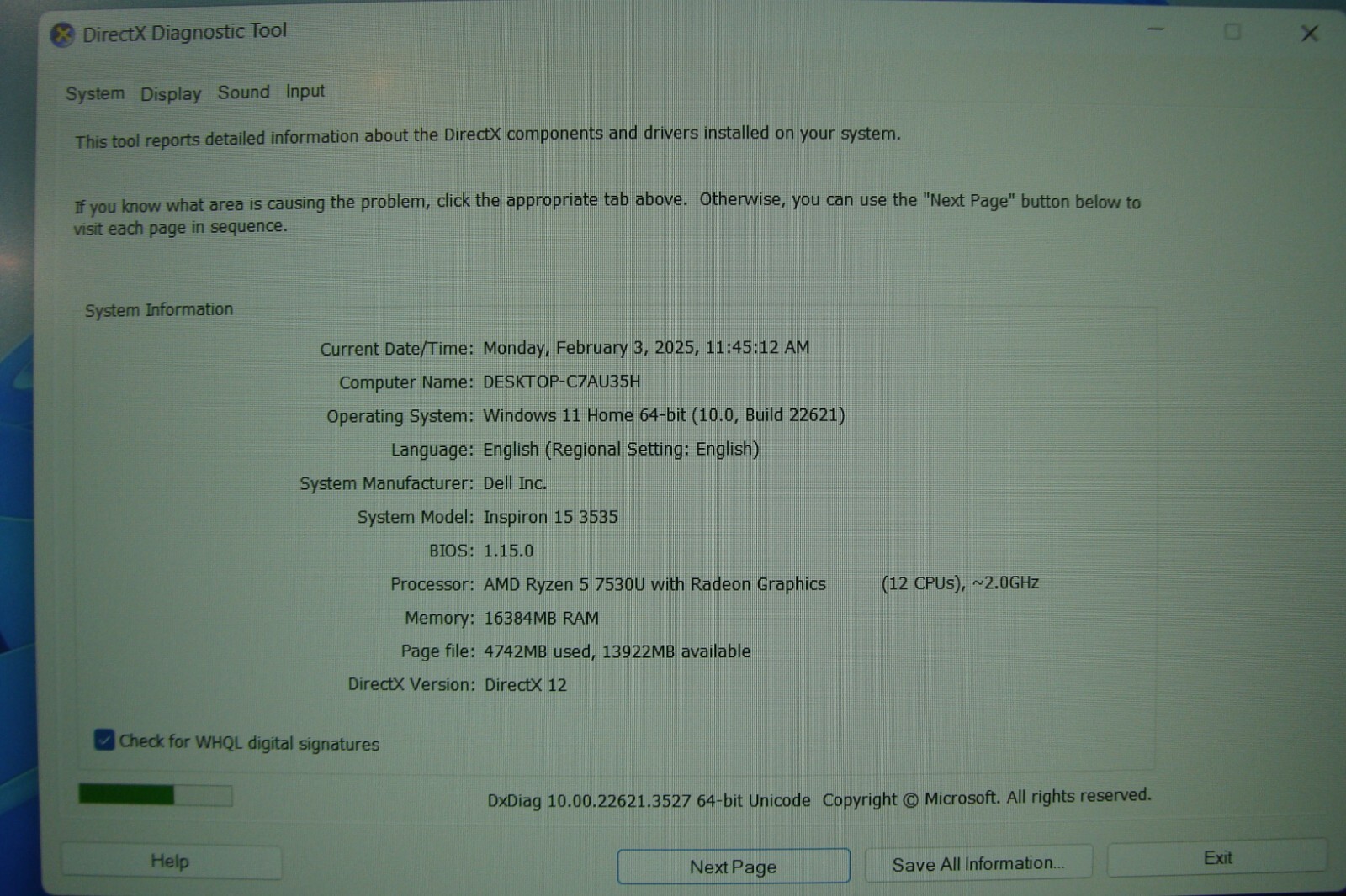 Dell Inspiron 15 3535 15.6” FHD TOUCH AMD Ryzen 5 7530U 2GHz 16GB 512GB +Charger