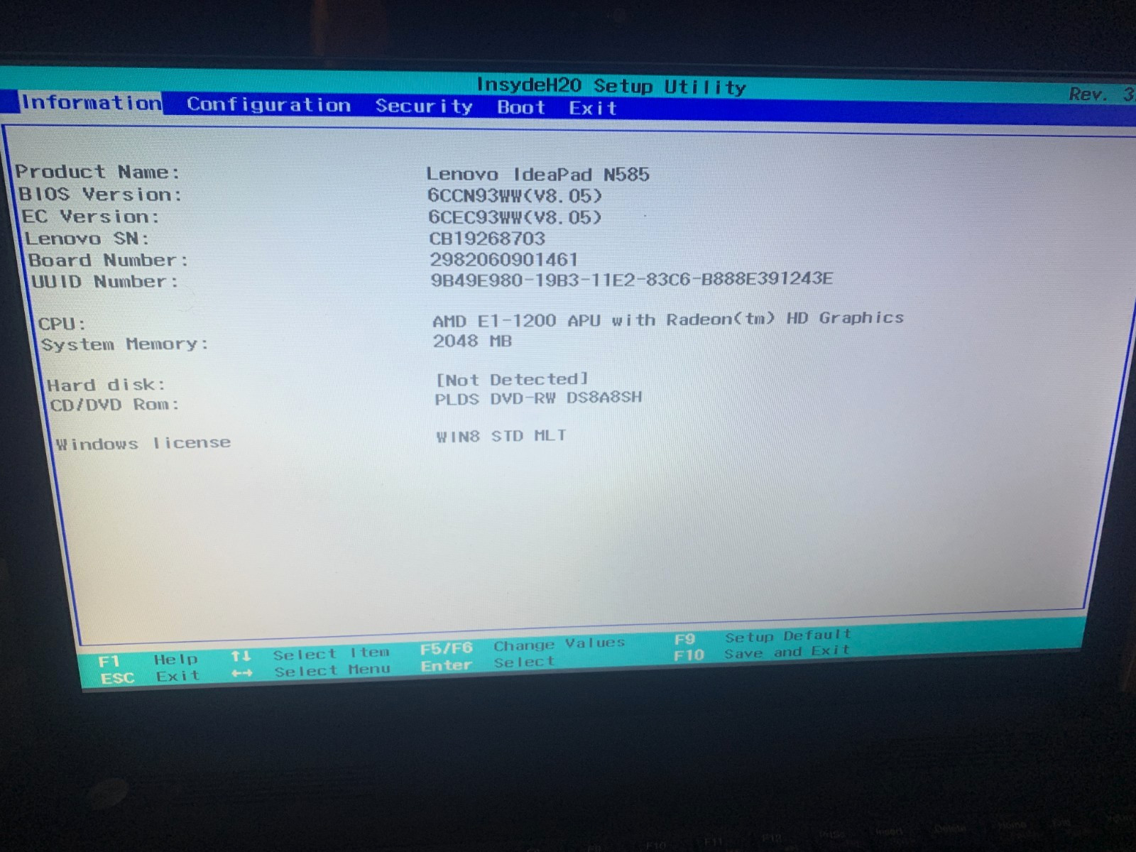 Lenovo N585 Laptop – Good Screen, No Hard Drive – For Parts or Rebuild w/ AC