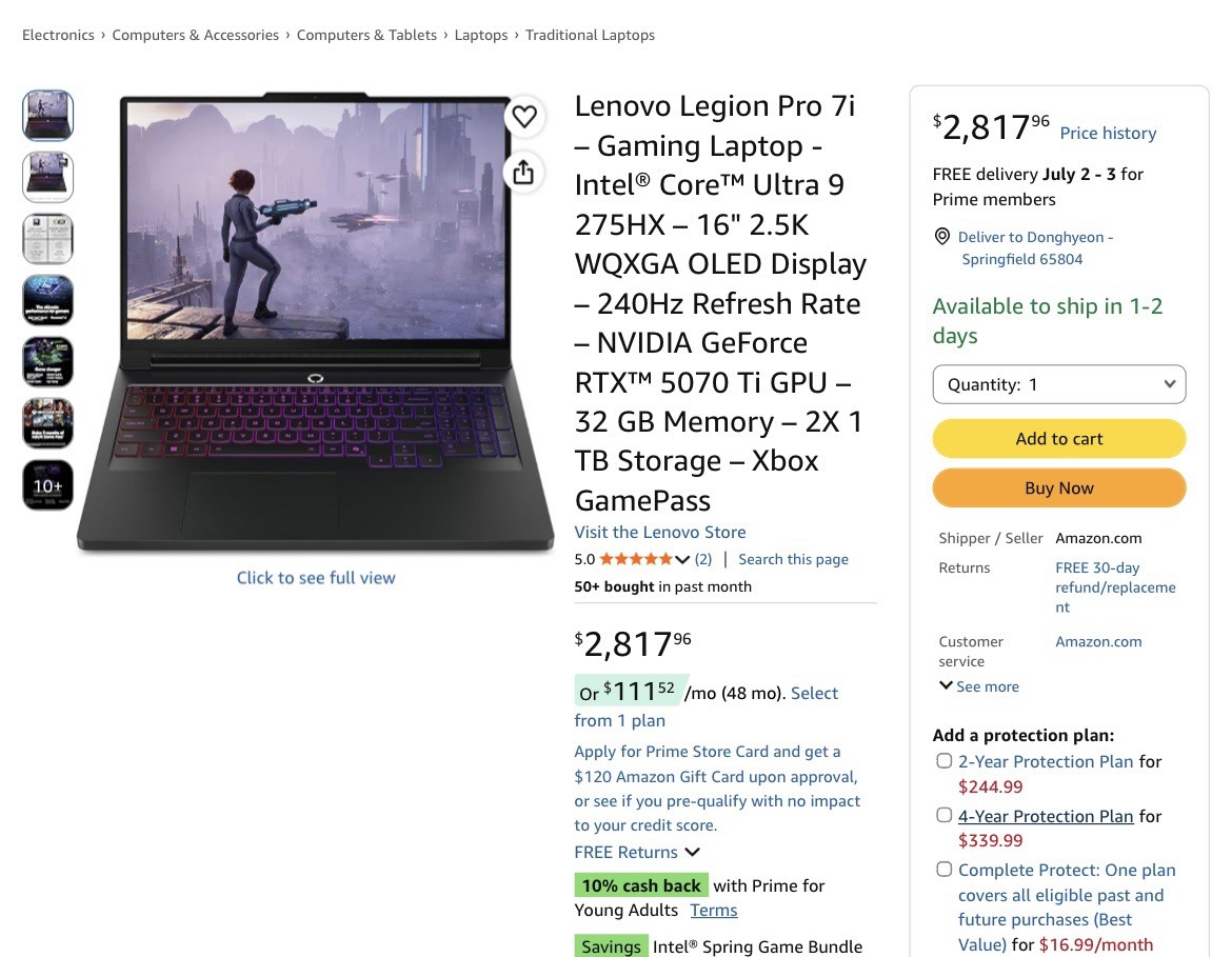 Lenovo Legion pro 7i Gen 10