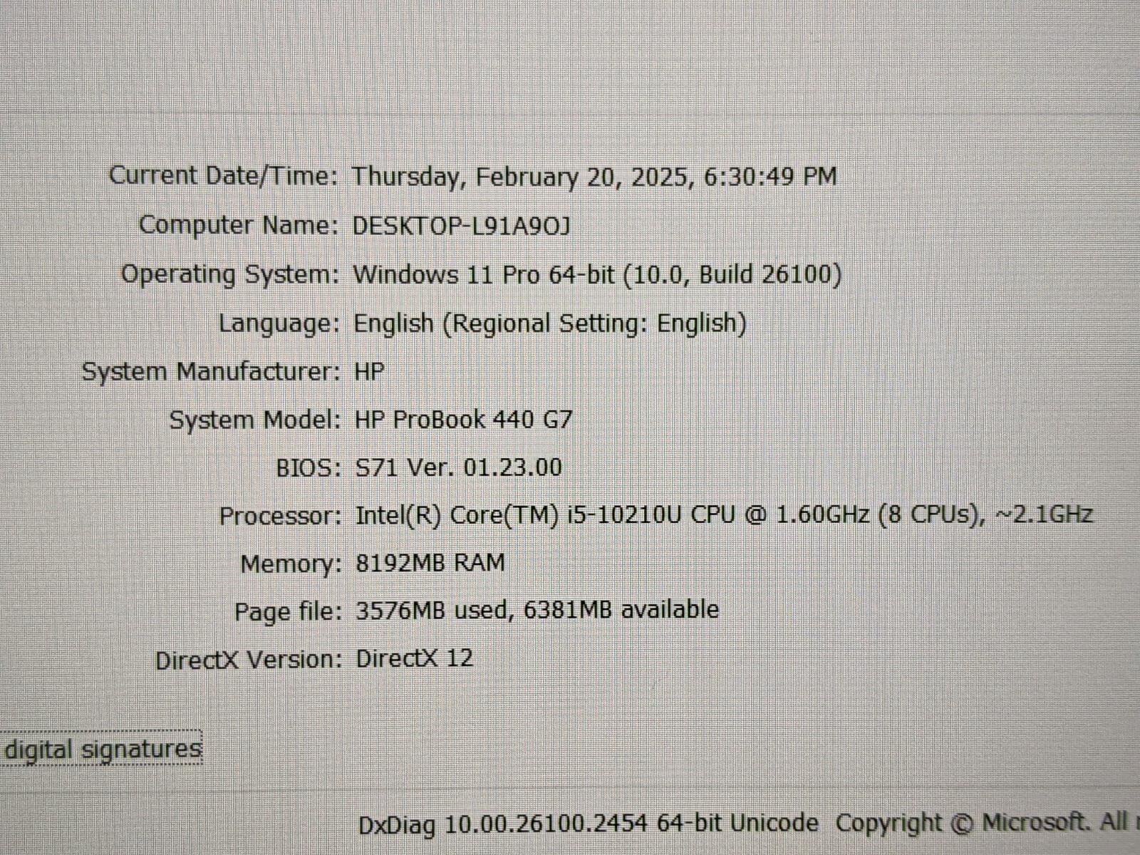 HP ProBook 440 G7 14″FHD Intel i5-10210U 1.6GHZ 8GB 256GB Win 11 Pro +Charger