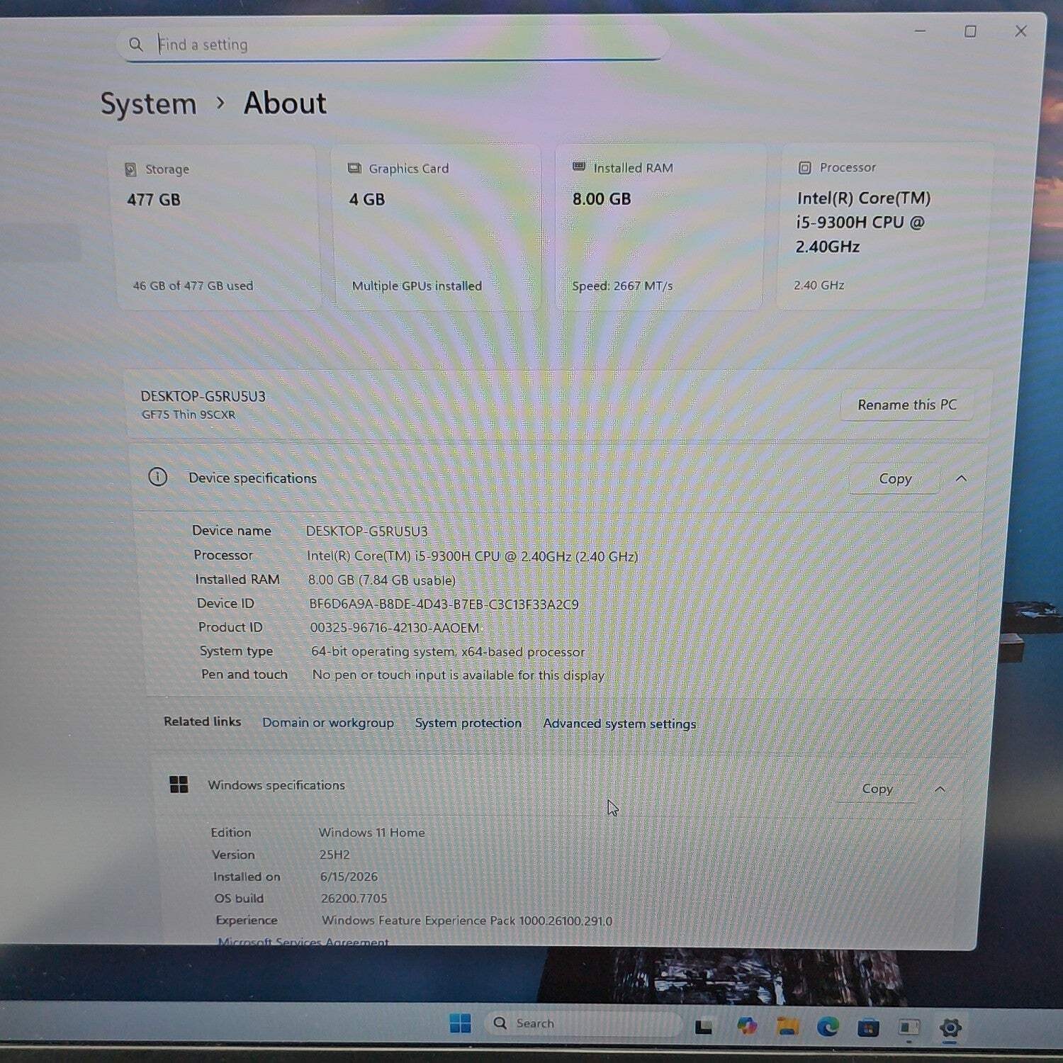 MSI Thin GF75 MS-17F4 17.3″ i5-9300H 2.4GHz 8GB RAM 512GB SSD GeForce GTX 1650