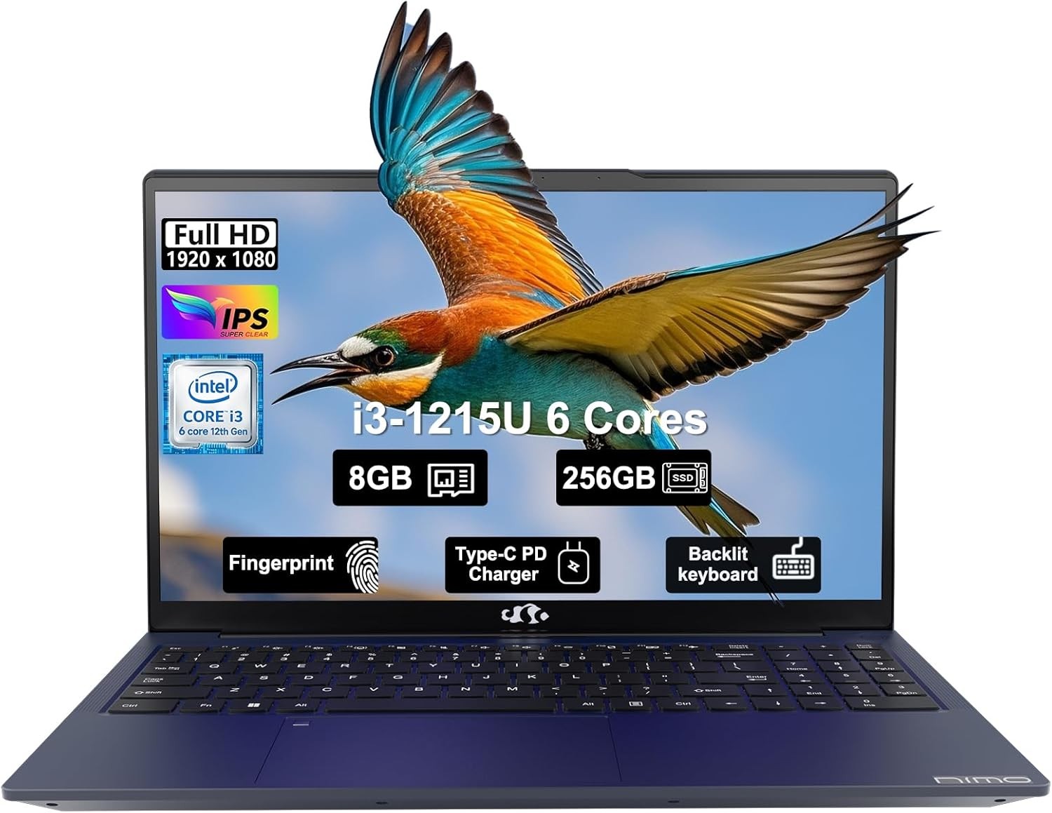 NIMO 15.6″ FHD IPS Laptop Intel Core i3-1215U 8GB RAM 256GB SSD Backlit Keyboard