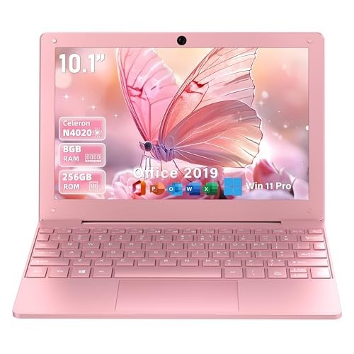 10.1″ Pink Portable Mini Laptop 8GB RAM 256GB SSD WiFi HDMI Bluetooth