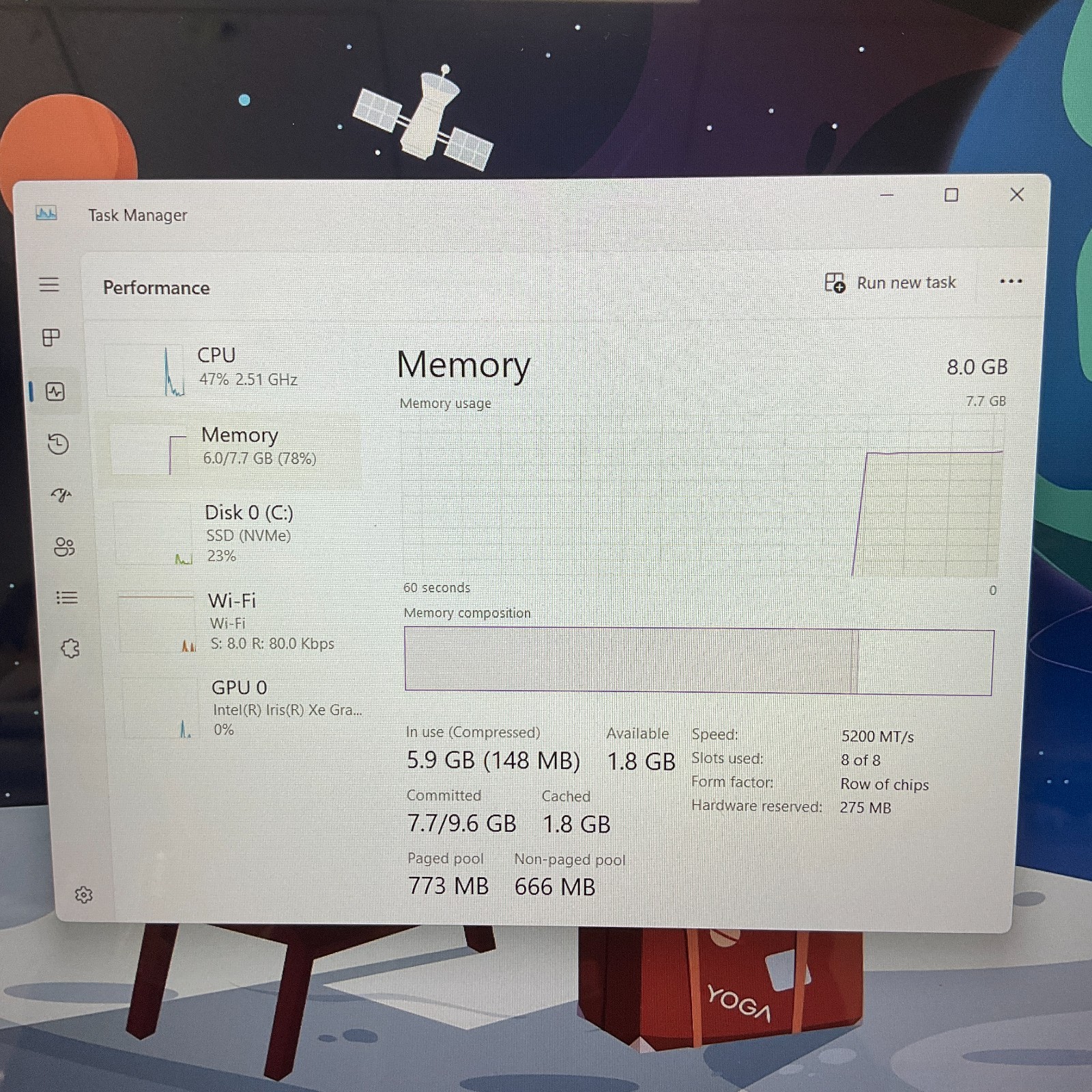 Lenovo Yoga 7i Laptop 13th Gen Intel i5-1335U @ 1.30 GHz 8GB RAM 512GB Iris Xe