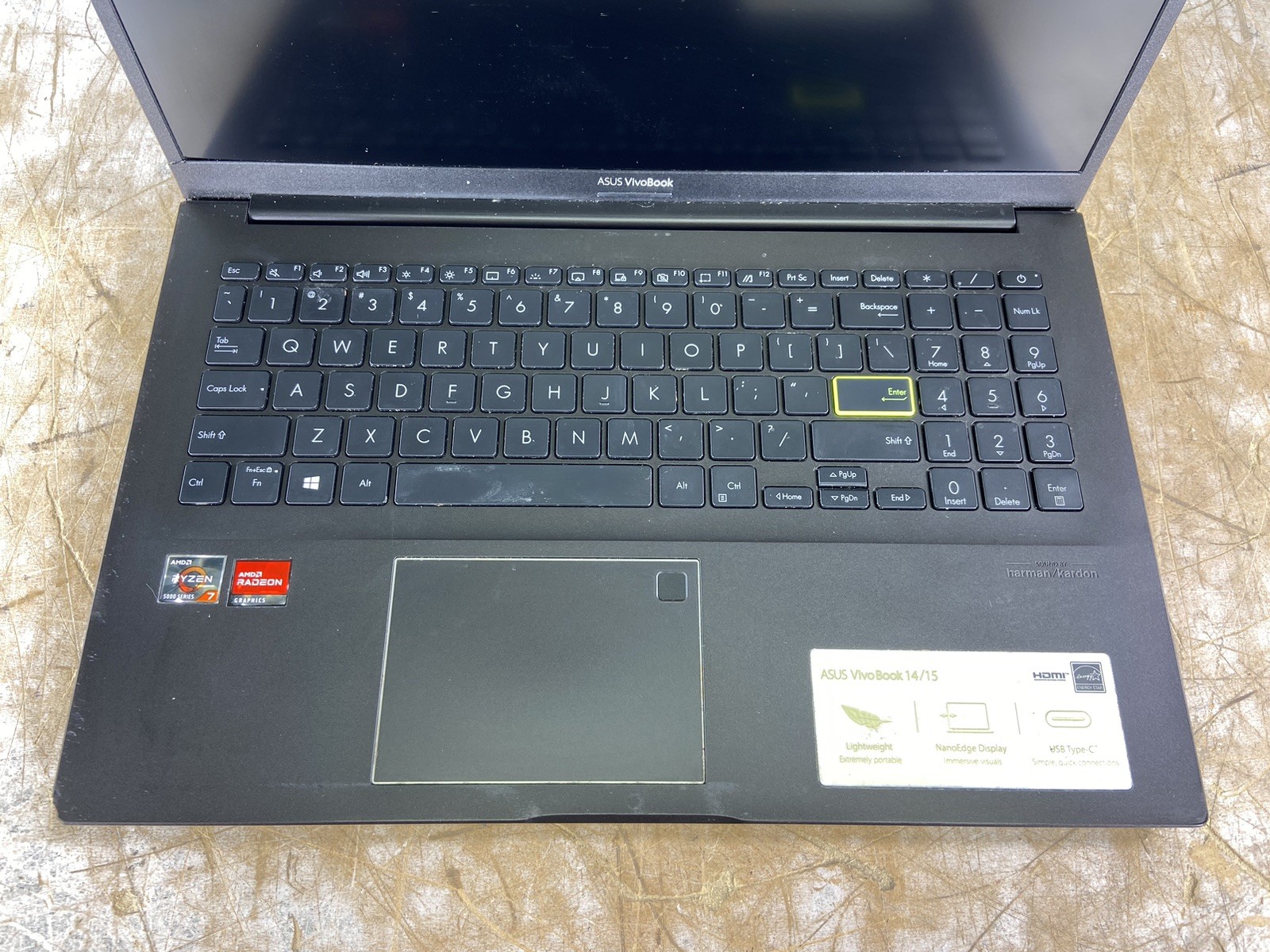 ASUS VIVOBOOK M513U AMD RYZEN 7 4700U @ 2.3GHz, 4GB RAM, NO HDD/OS – (FOR PARTS)
