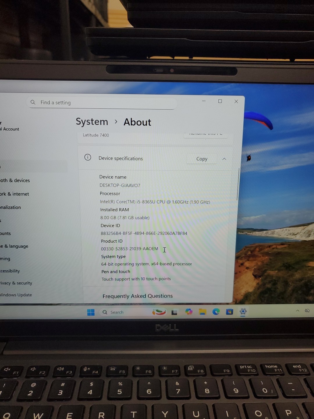 Dell Latitude 7400 14″ i5-8365U 8GB 256gb SSD Laptop W11P 011626-2