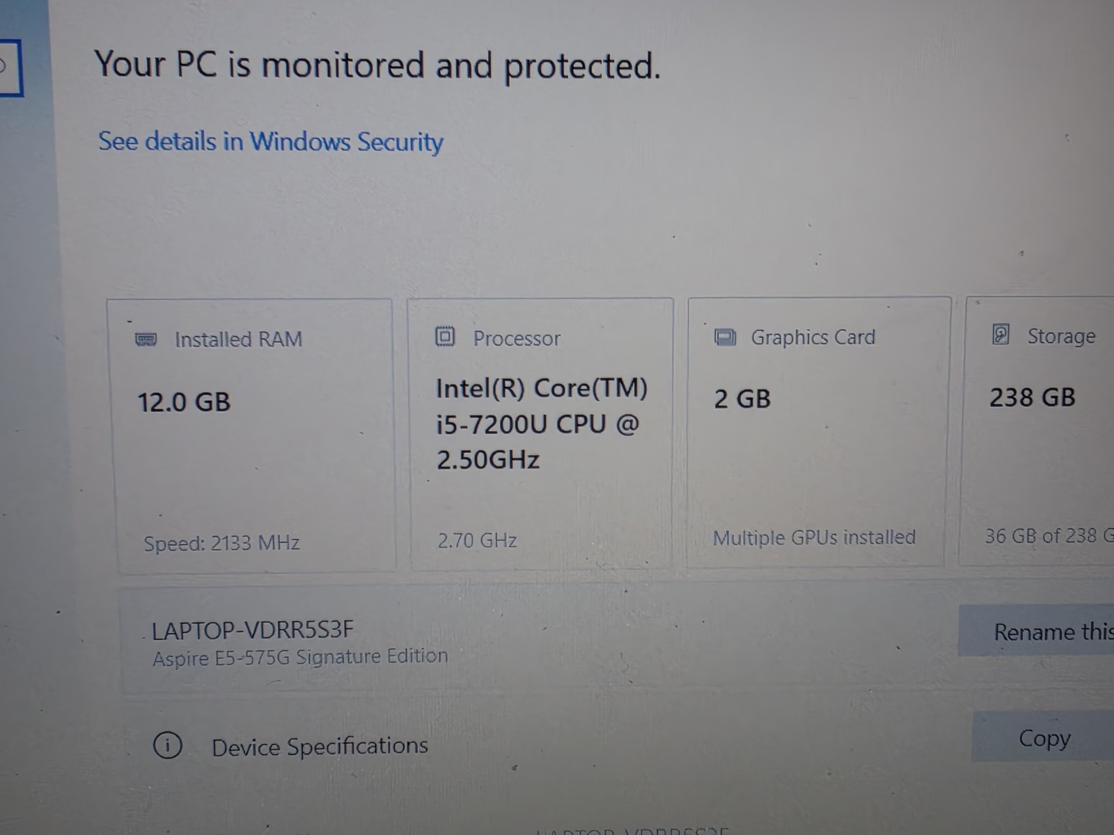 Acer Aspire E15 E5-575G 15.6″ 256GB-SSD 12GB Win10 Gaming