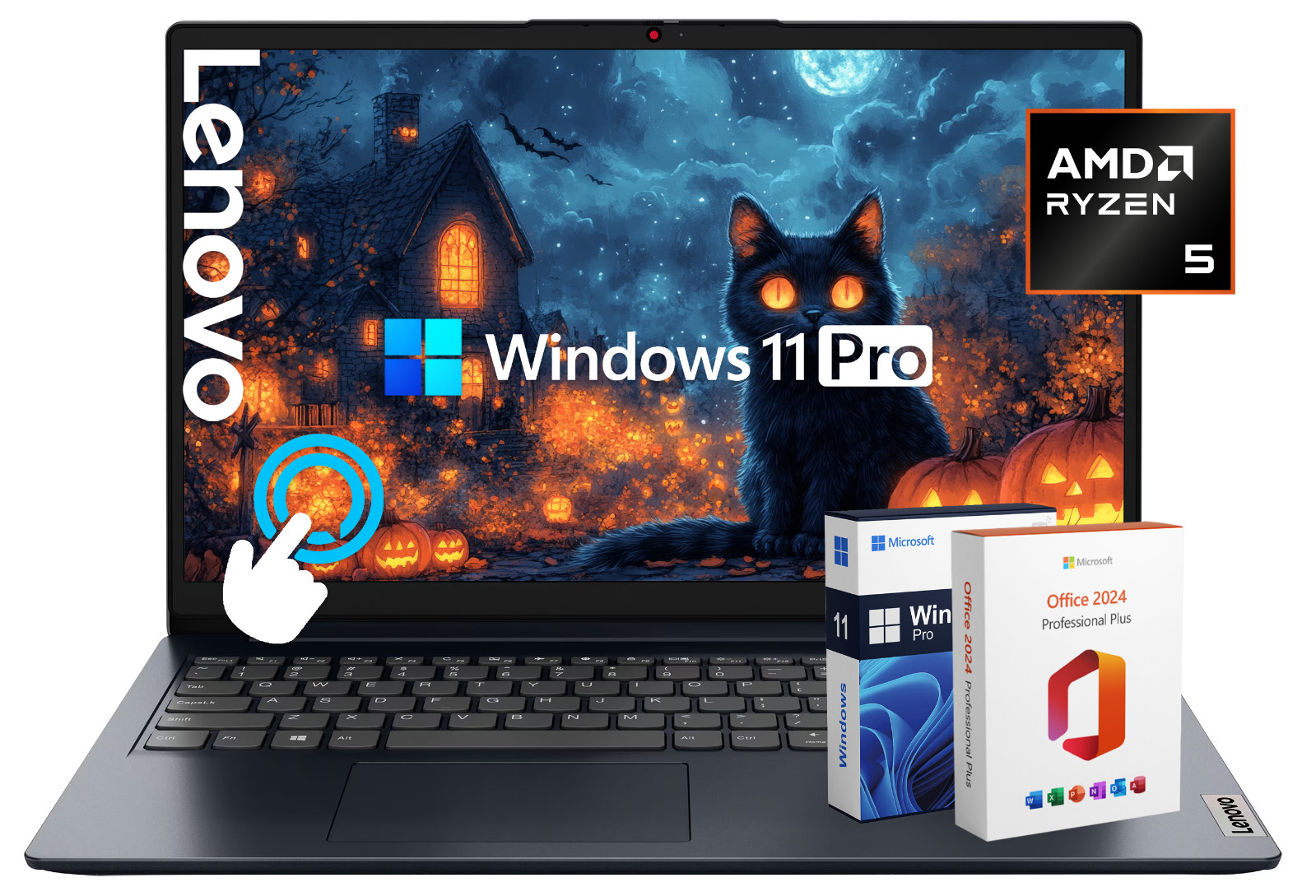 Lenovo IdeaPad Laptop 15.6″ FHD Touch AMD Ryzen 5, 8GB RAM 512GB SSD, Win 11 Pro