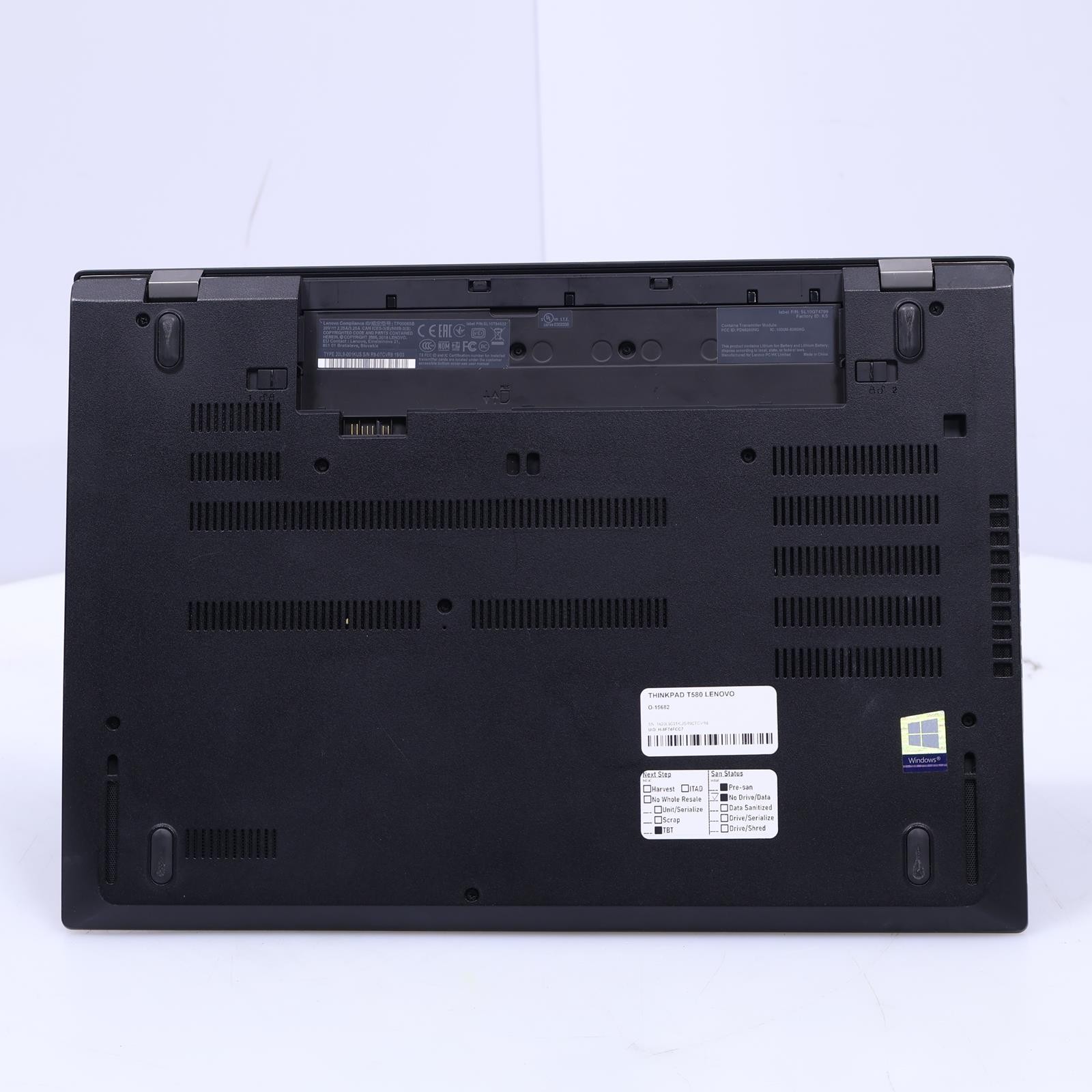 Lenovo Thinkpad T580 Intel Core i5 8th Gen 16GB RAM No Drive/OS/Battery Laptop
