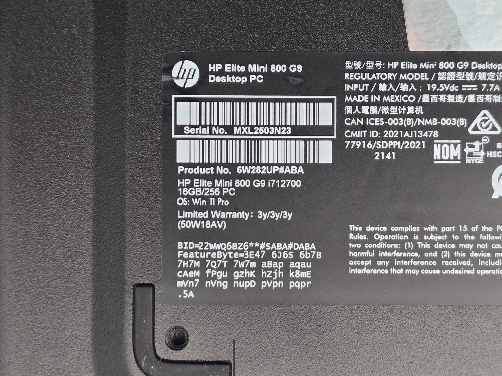 HP Elite Mini 800 G9 I7-12700 512GB SSD 16GB W11P