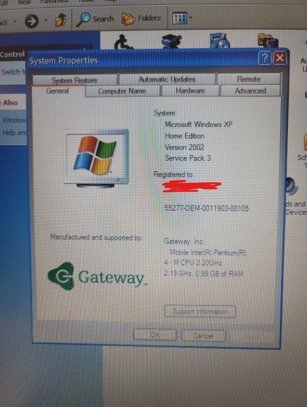Gateway M305CRV 15″ Laptop , Pentium 4 M 2.20GHz , 1GB RAM, Windows XP
