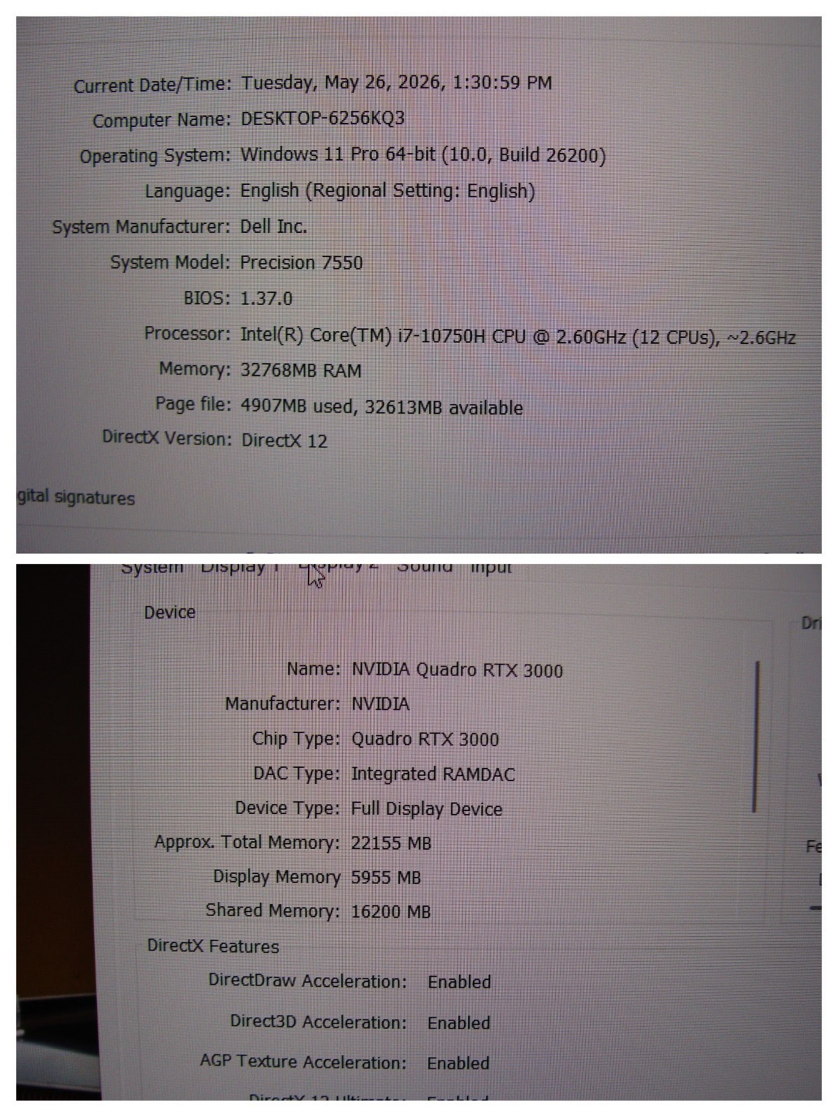 Dell Precision 7550 Workstation 15.6″ FHD i7-10750H 2.6GHz 32GB 512GB RTX 3000