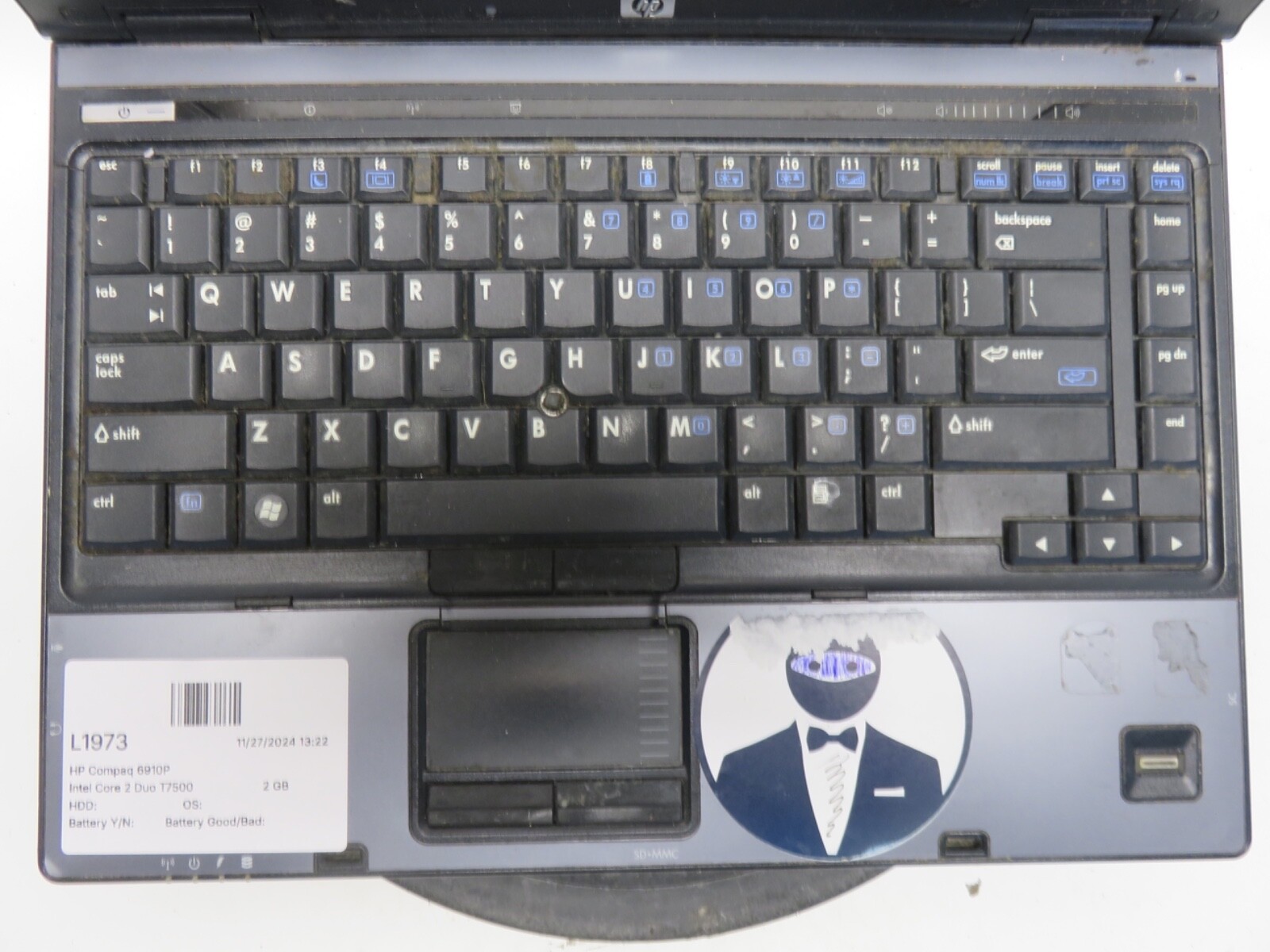 HP Compaq 6910P Intel Core 2 Duo T7500 2200MHz 2 GB NO HDD No Batt