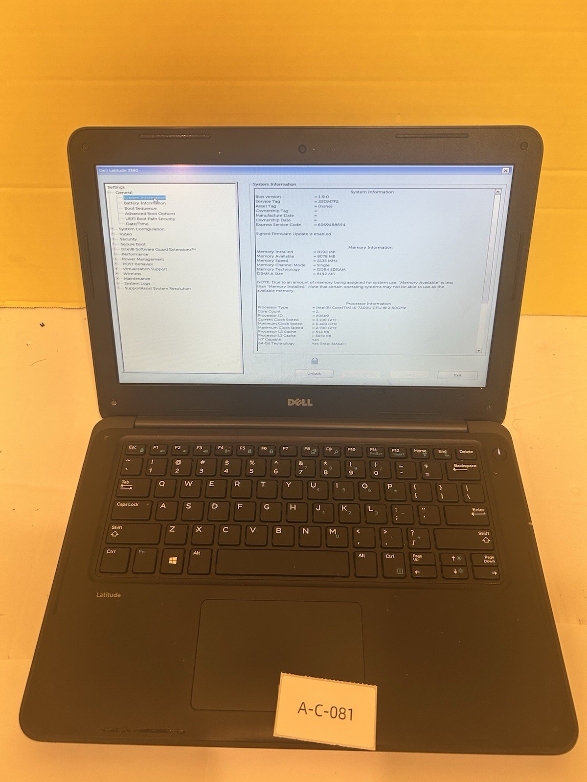 Dell Latitude 3380 Laptop i5-7200 8GB R Boots to BIOS BIOS Unlocked GRADE B