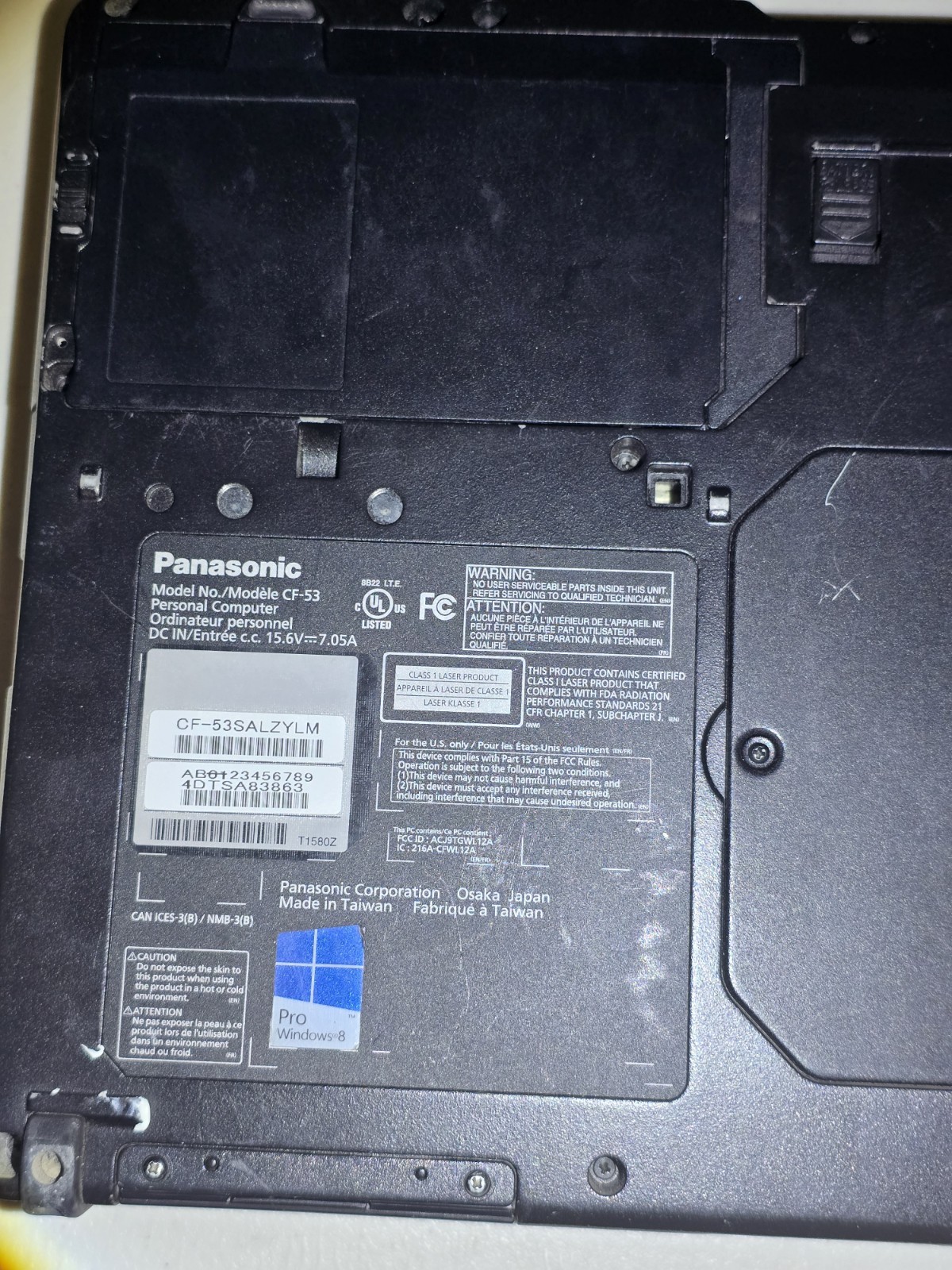 Panasonic Toughbook CF 53 Core i5 3340M 2.70GHz 4GB RAM 256GB SSD Win 10 Pro