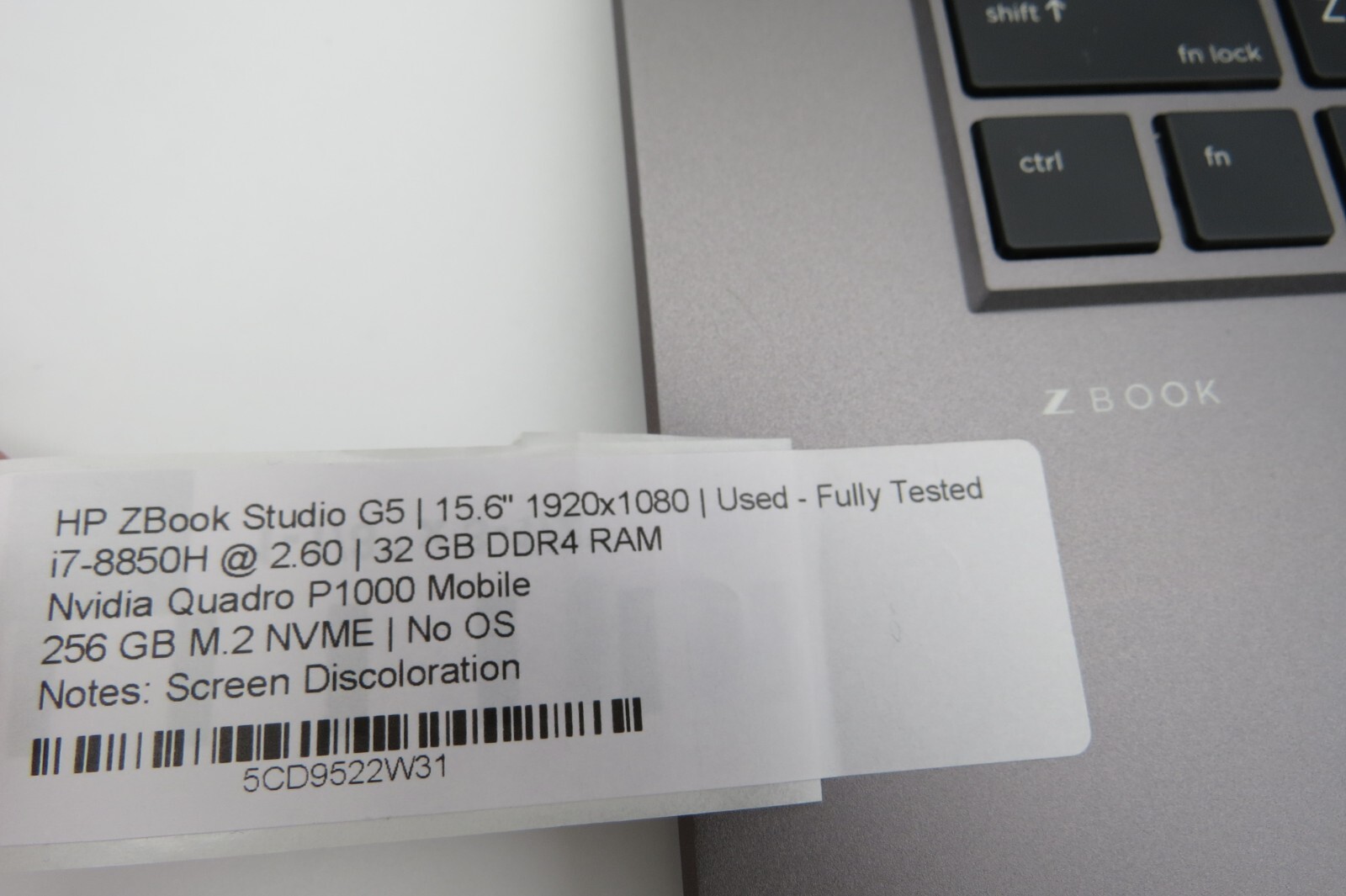 HP ZBook Studio G5-15.6″-i7-8850H@2.60GHz-32GB RAM-256GB M.2 NVME-NO OS *READ*