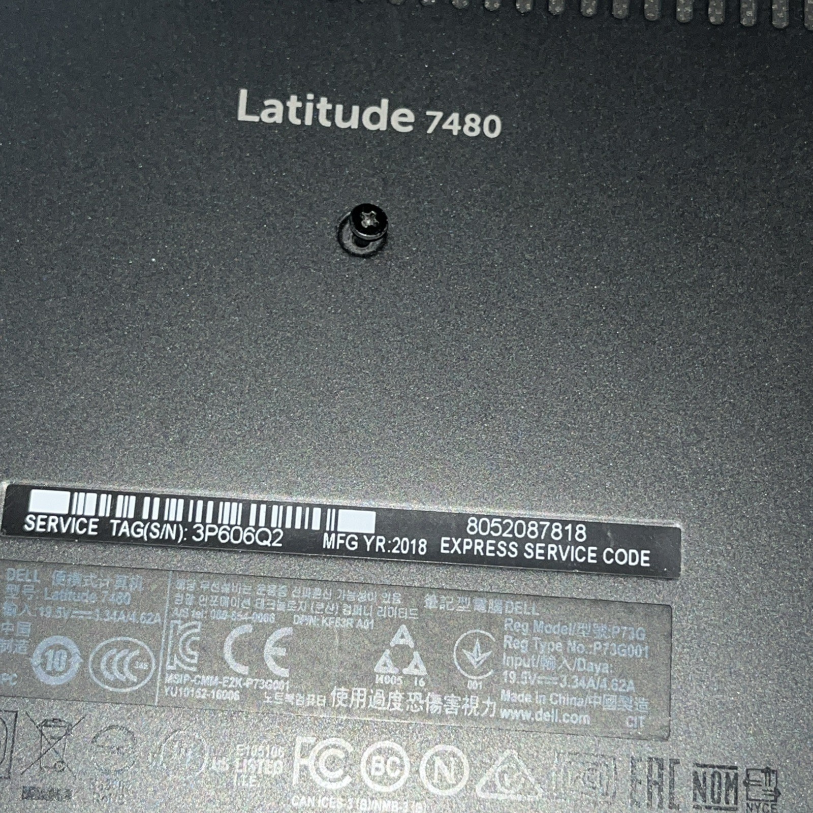 DELL LATITUDE 7480 INTEL CORE I7-7600U 8GB RAM NO HD ;
